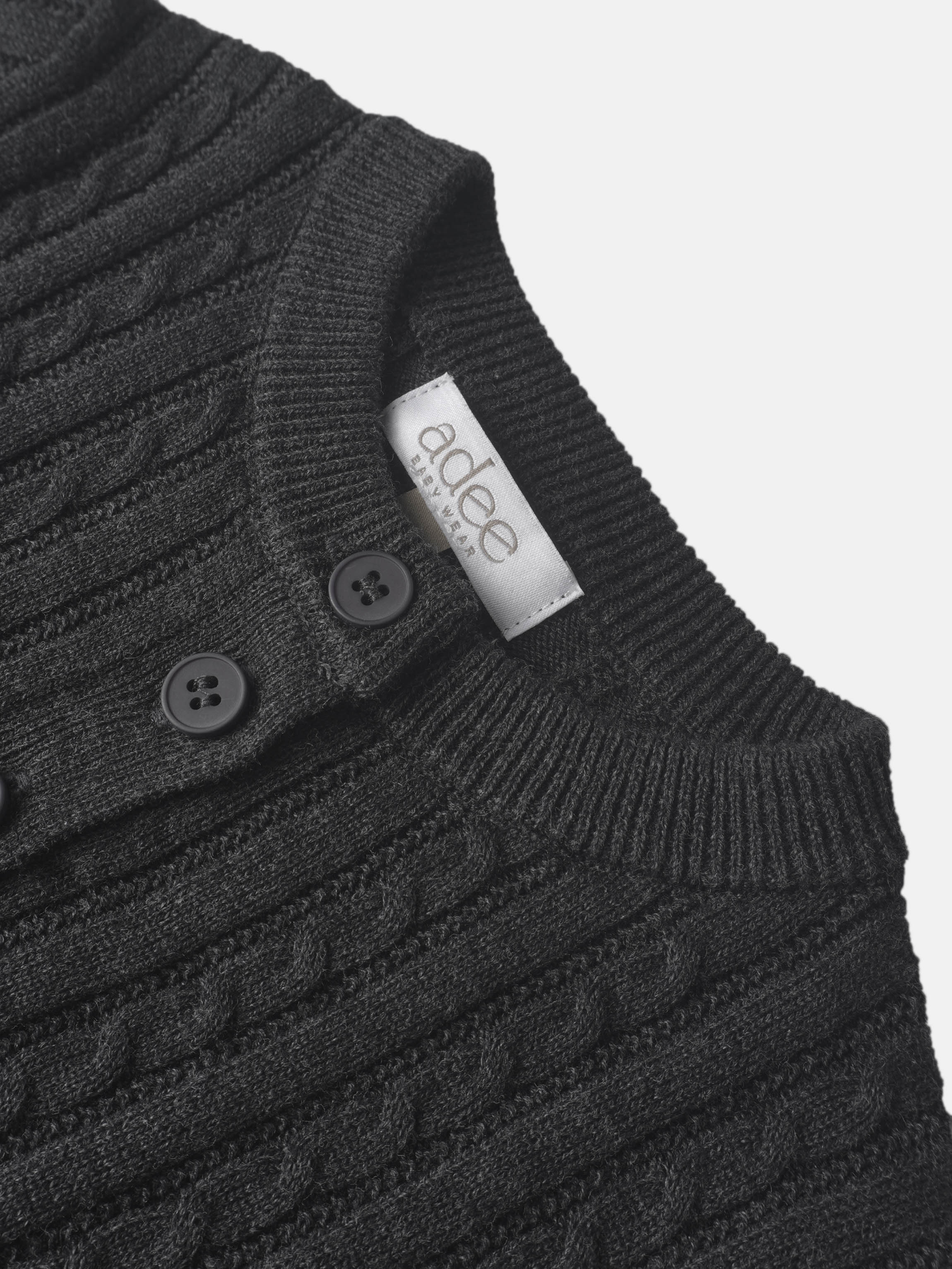 Knit sweater for boys by Adee in grey, dressy top with ribbed knit and button placket