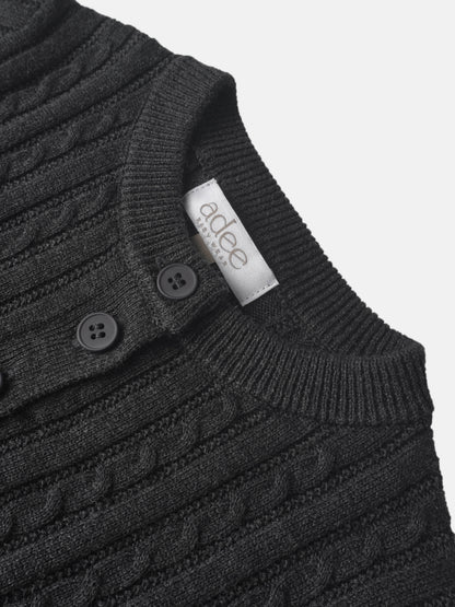 Knit sweater for boys by Adee in grey, dressy top with ribbed knit and button placket