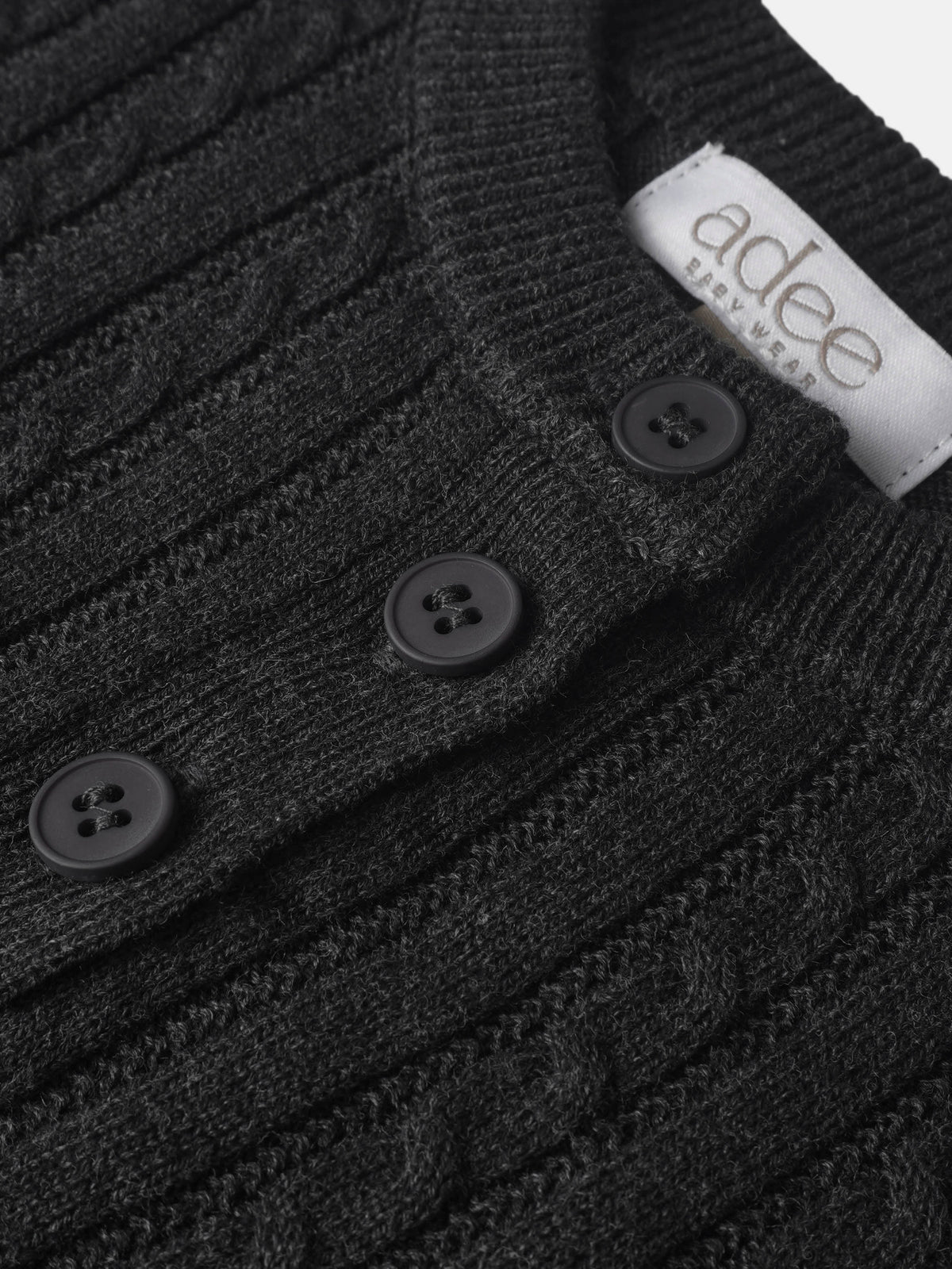 Knit sweater for boys in grey by Adee with black buttons