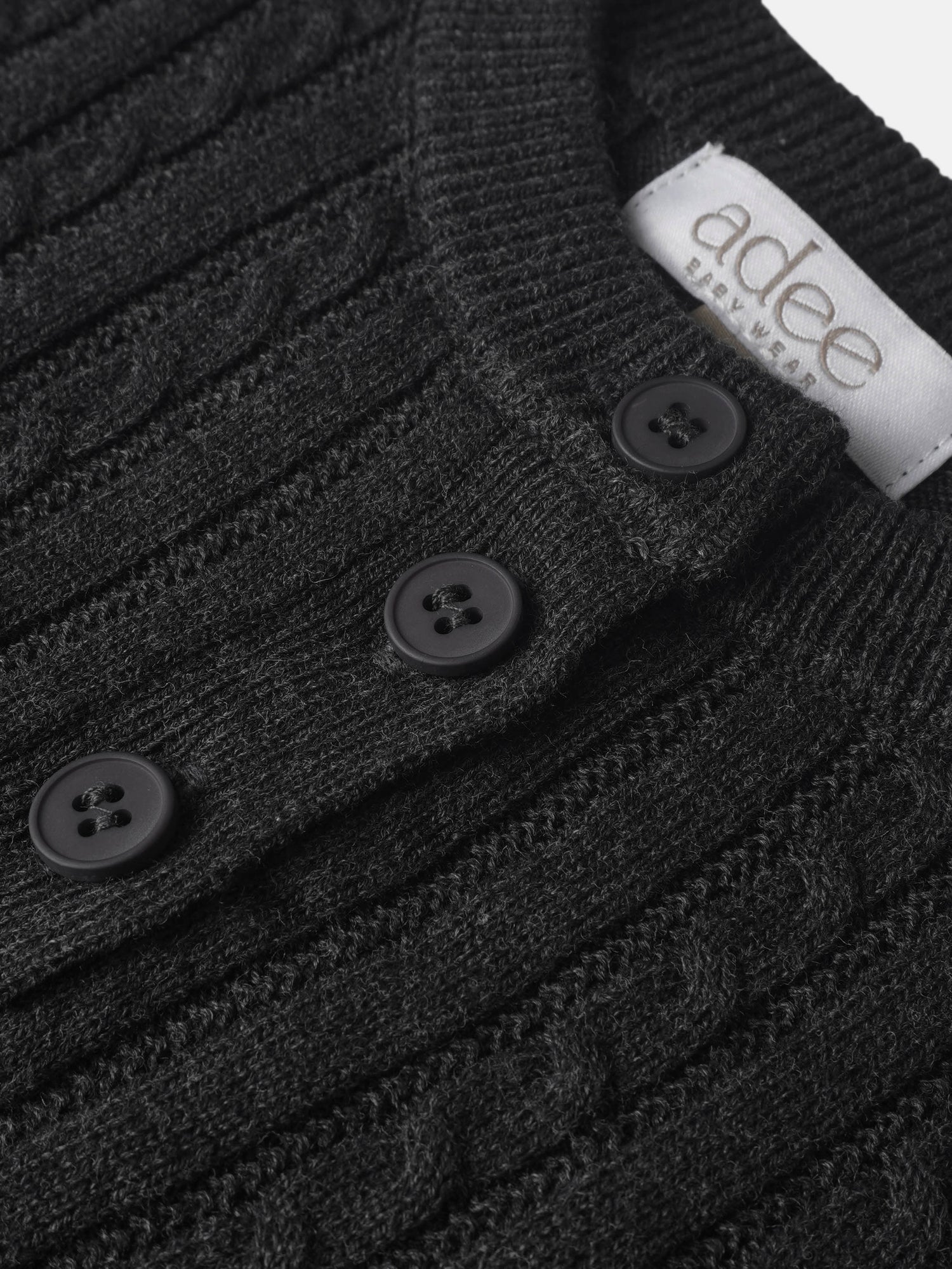 Knit sweater for boys in grey by Adee with black buttons