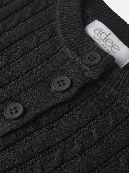Knit sweater for boys in grey by Adee with black buttons