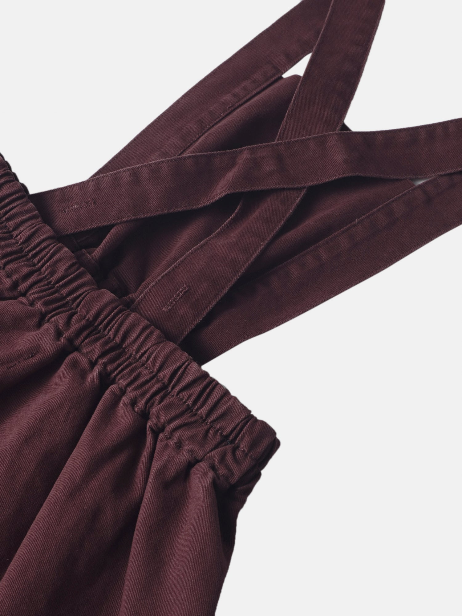 Adee burgundy denim jumper dress for girls with elastic waist and shoulder straps