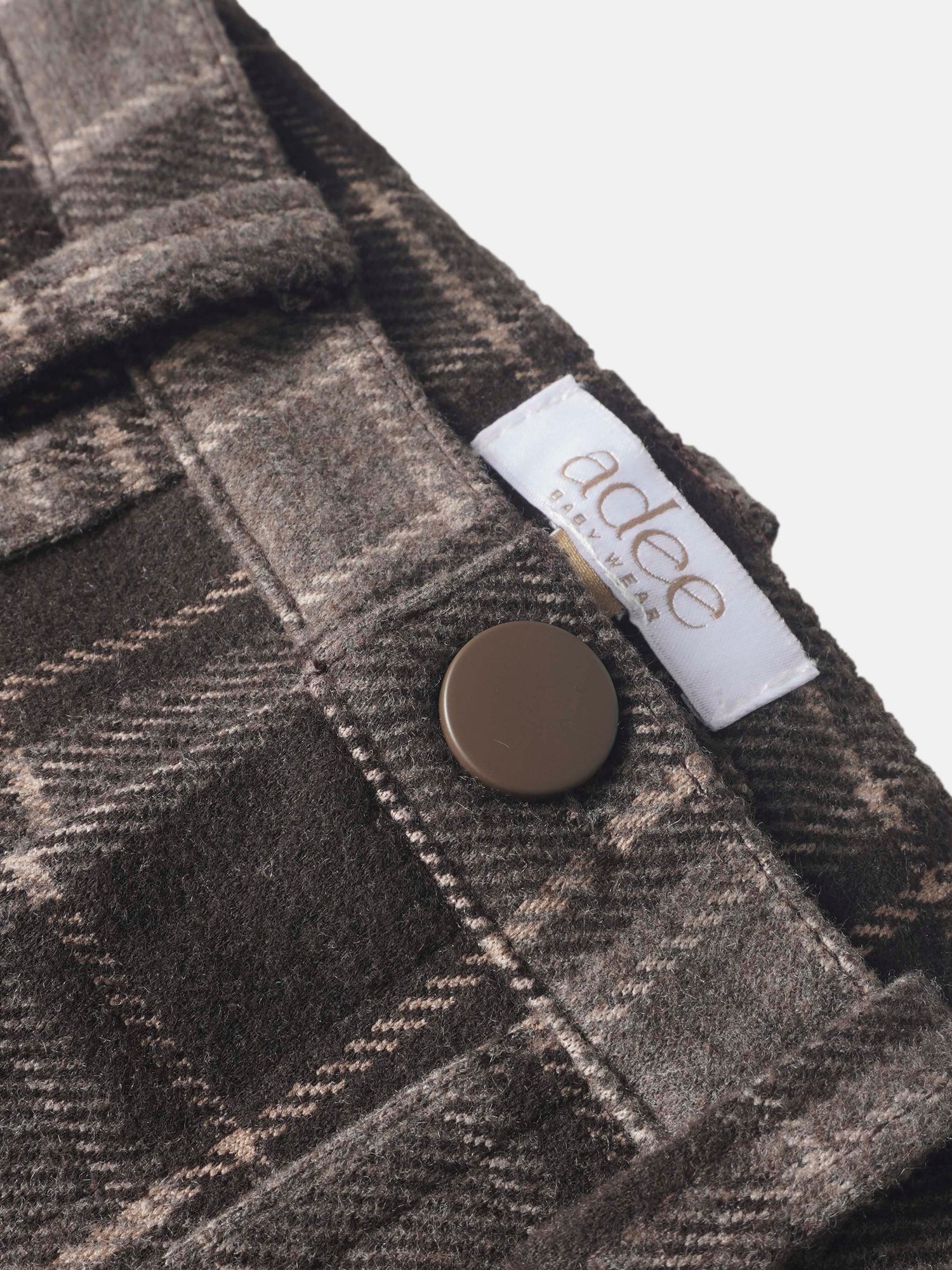 Plaid brown pants by Adee, boys dressy bottoms with button closure.