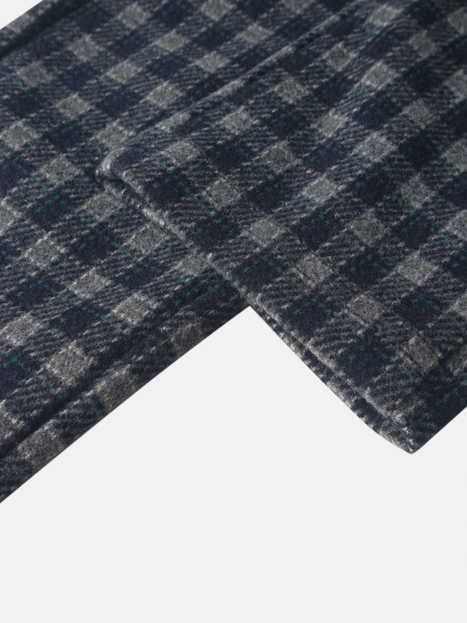 Plaid navy dressy pants for boys with a textured fabric
