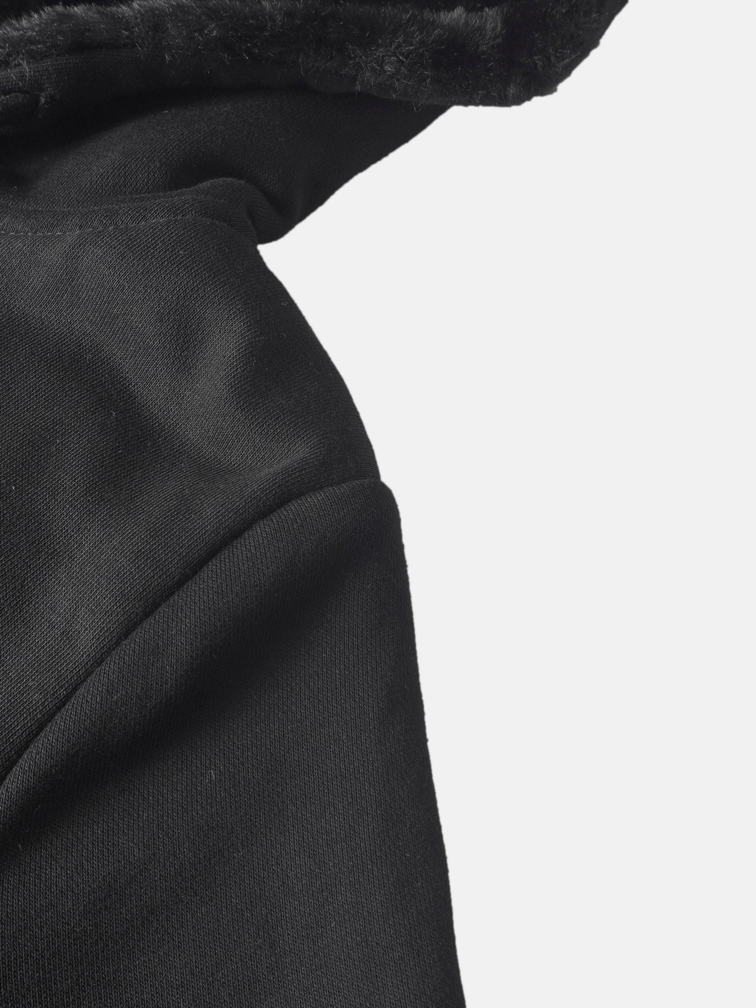 Adee fur-lined black sweatshirt, unisex top with faux fur trim