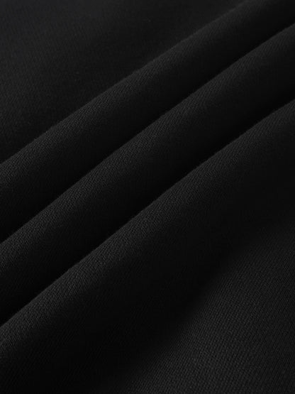 Fur Lined Sweatshirt by Adee in black; close-up of soft knit fabric.
