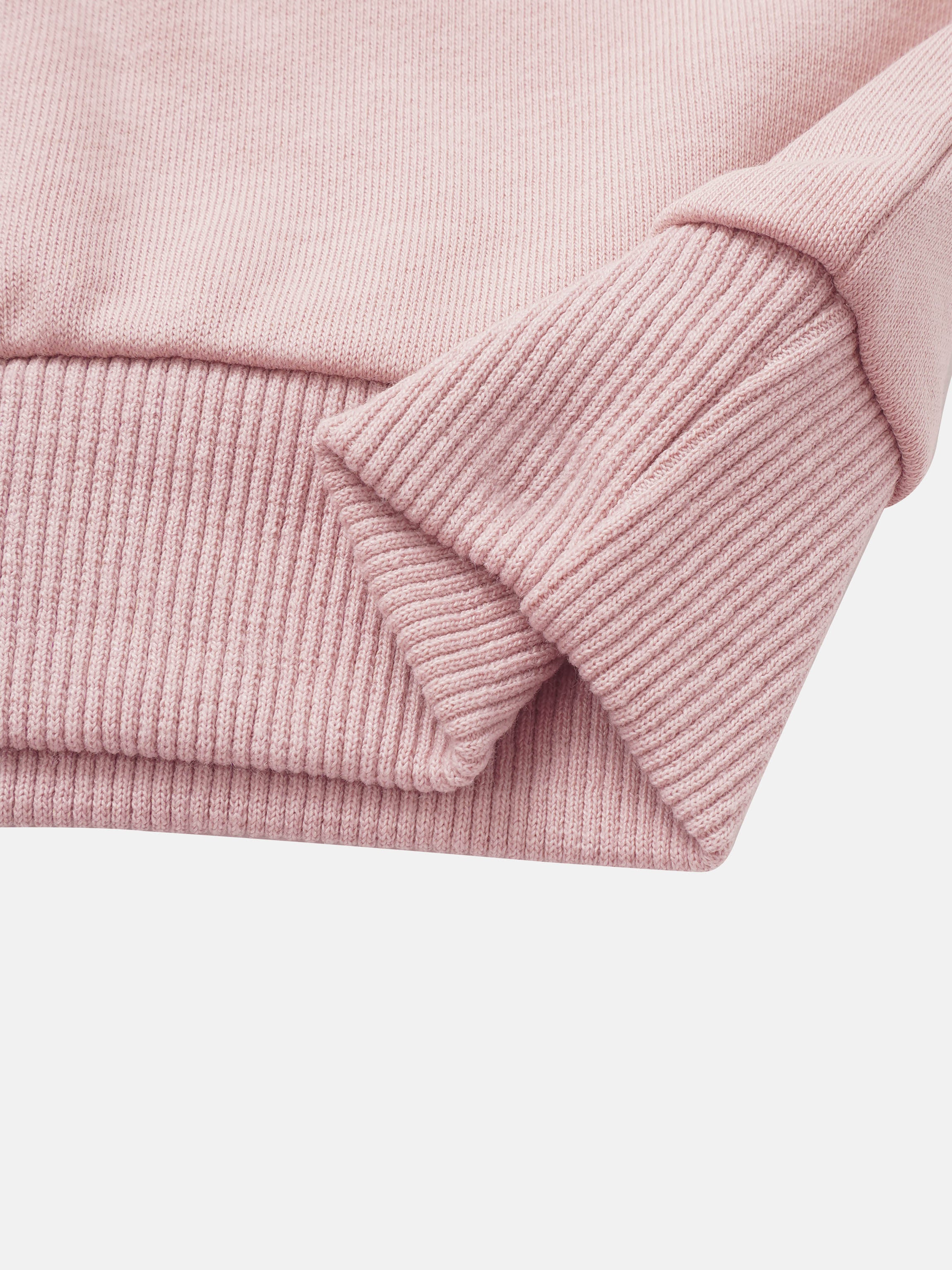 Pink ribbed-knit contrast mock-neck sweatshirt for girls