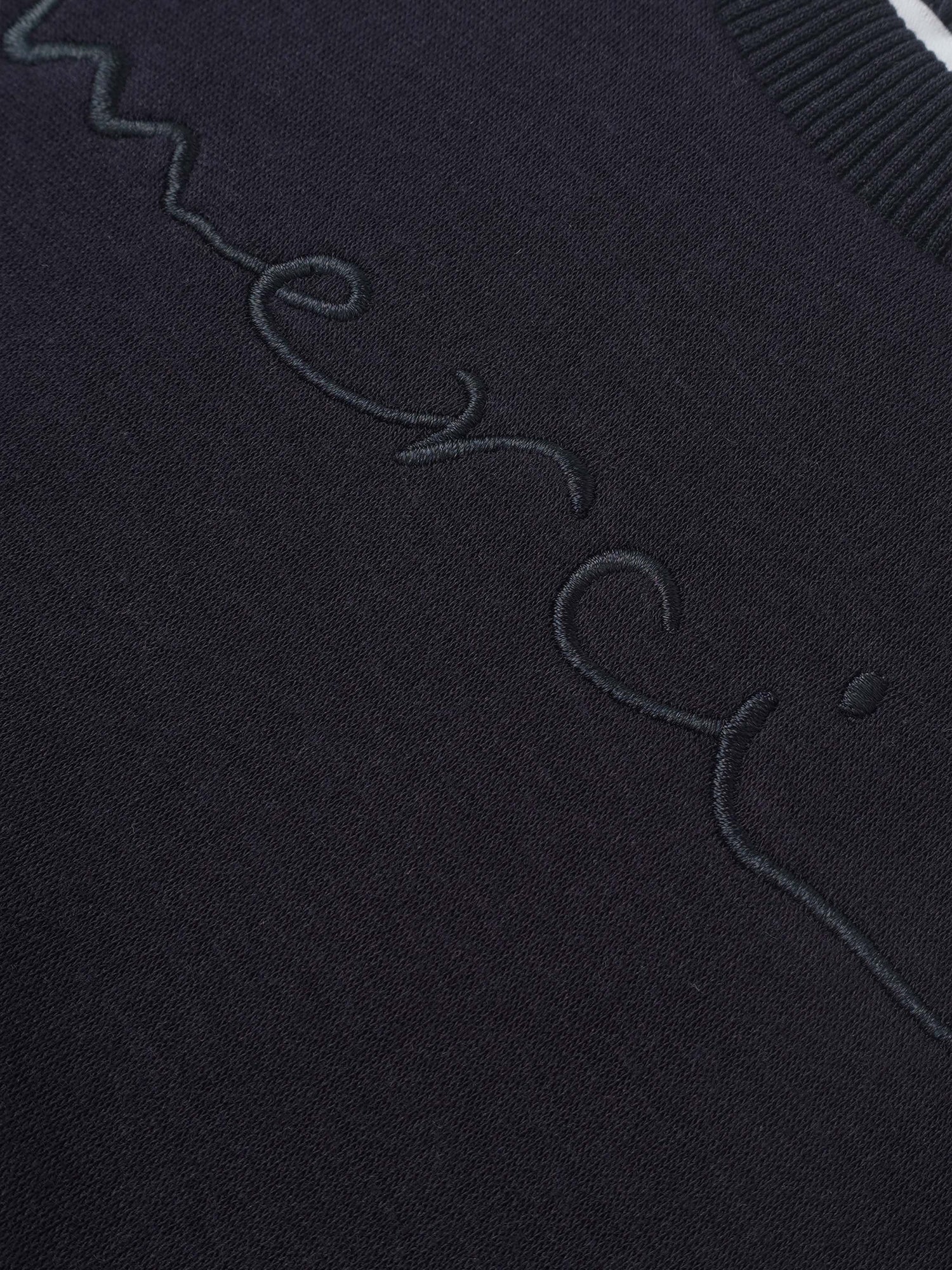 Merci Sweatshirt for boys in navy by Adee, with embroidered script detail