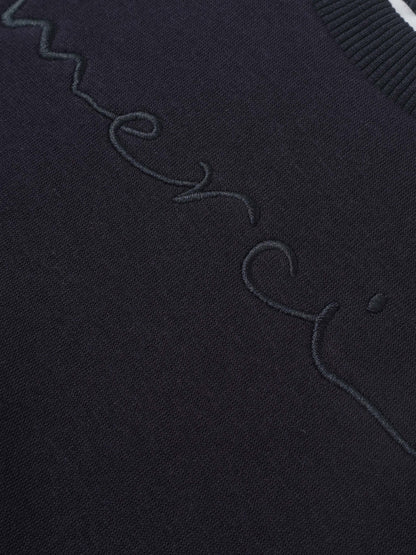 Merci Sweatshirt for boys in navy by Adee, with embroidered script detail