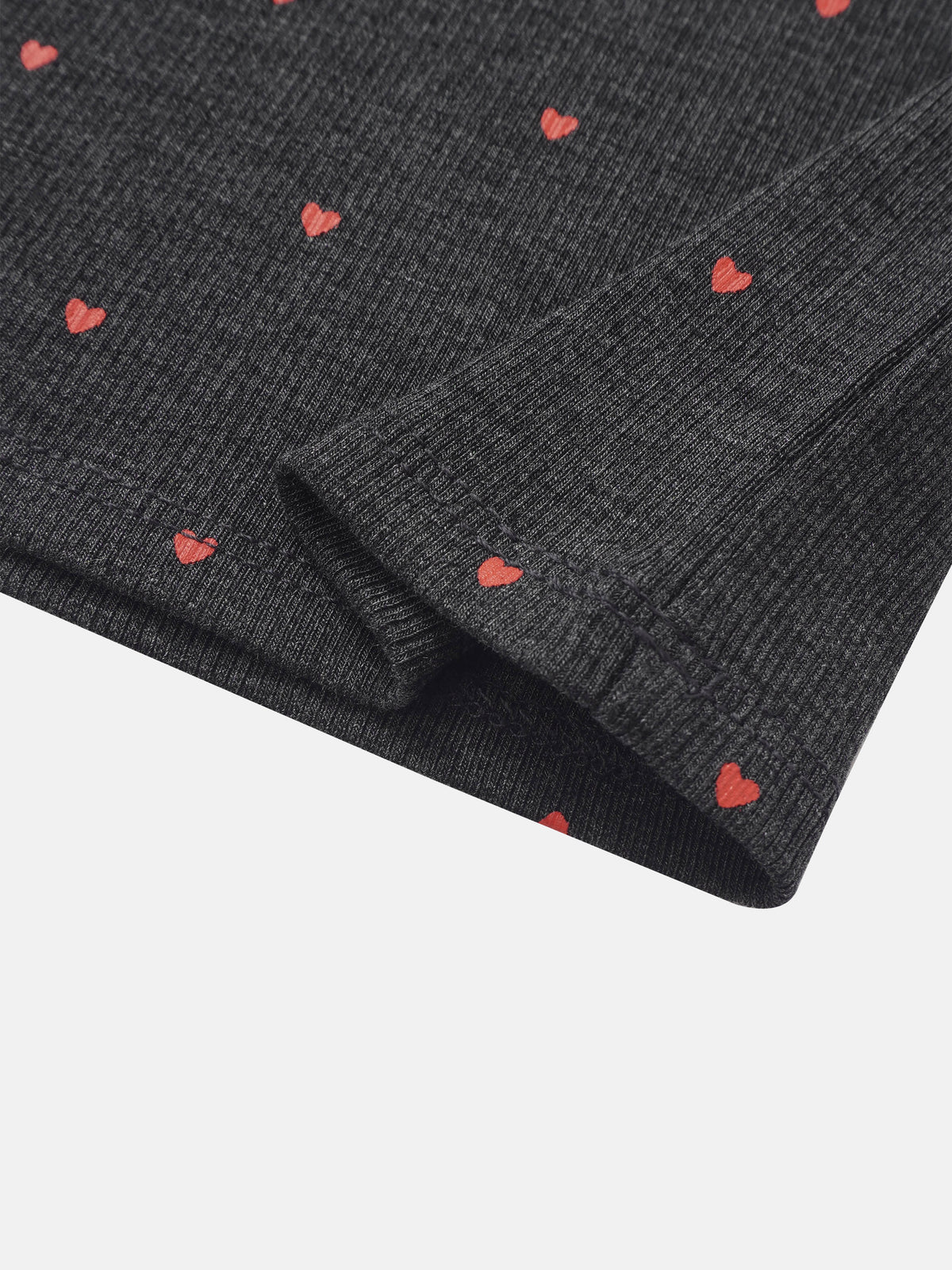 Ribbed Heart Set - Grey for little girls by Adee; dark grey knit with tiny red hearts.
