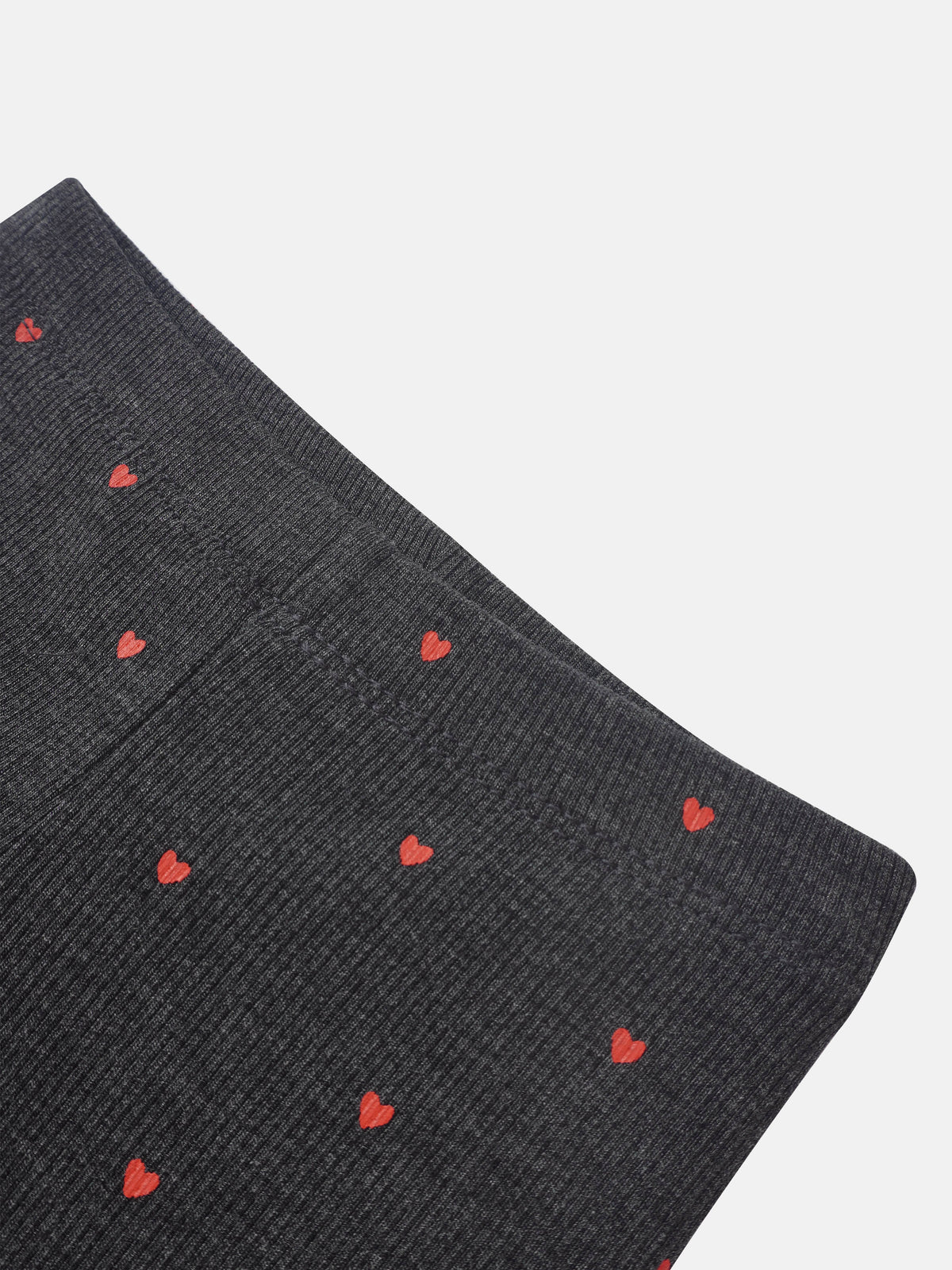 Ribbed Heart Set - Grey for little girls by Adee, featuring grey knit fabric with red hearts.