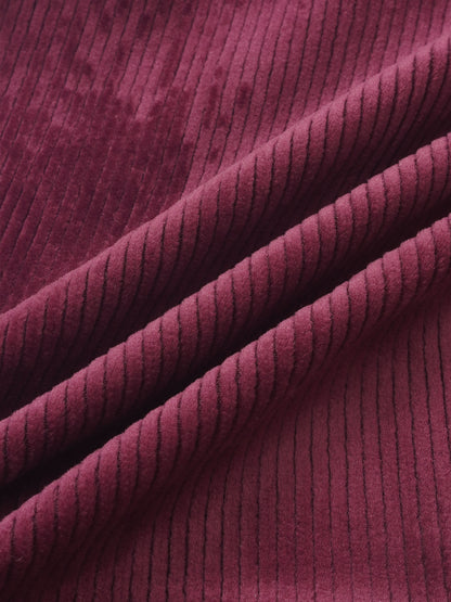 Ribbed velour burgundy fabric for girls pajamas, soft plush texture