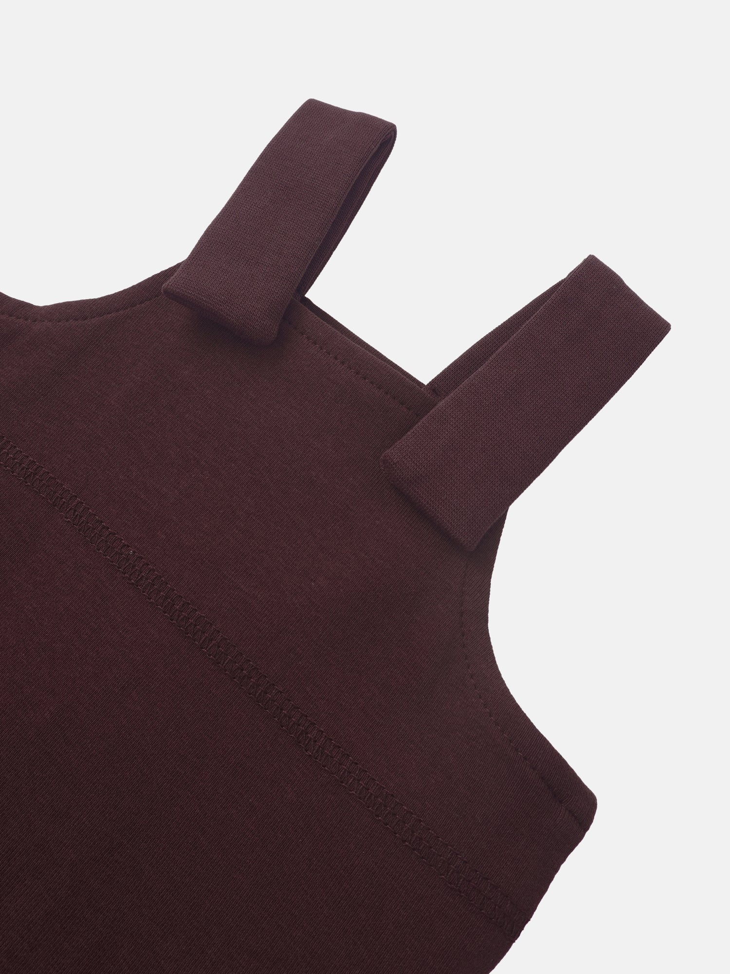 Adee burgundy non-ribbed overalls with shoulder straps close-up