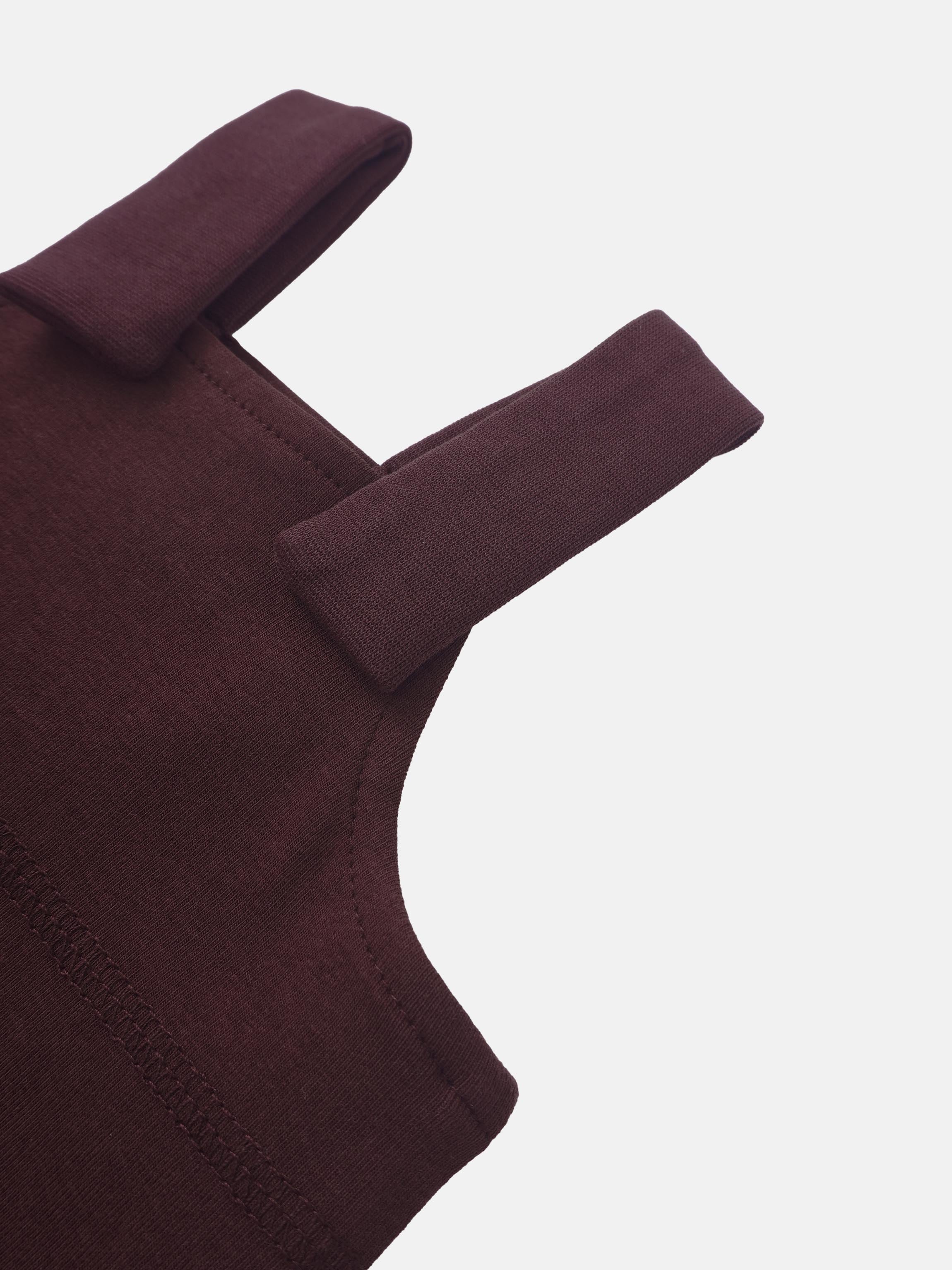Non Ribbed Overalls burgundy fabric with shoulder strap detail, unisex basics