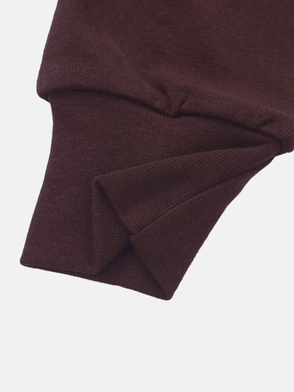 Non Ribbed Overalls - Burgundy by Adee; burgundy knit fabric close-up, unisex basics