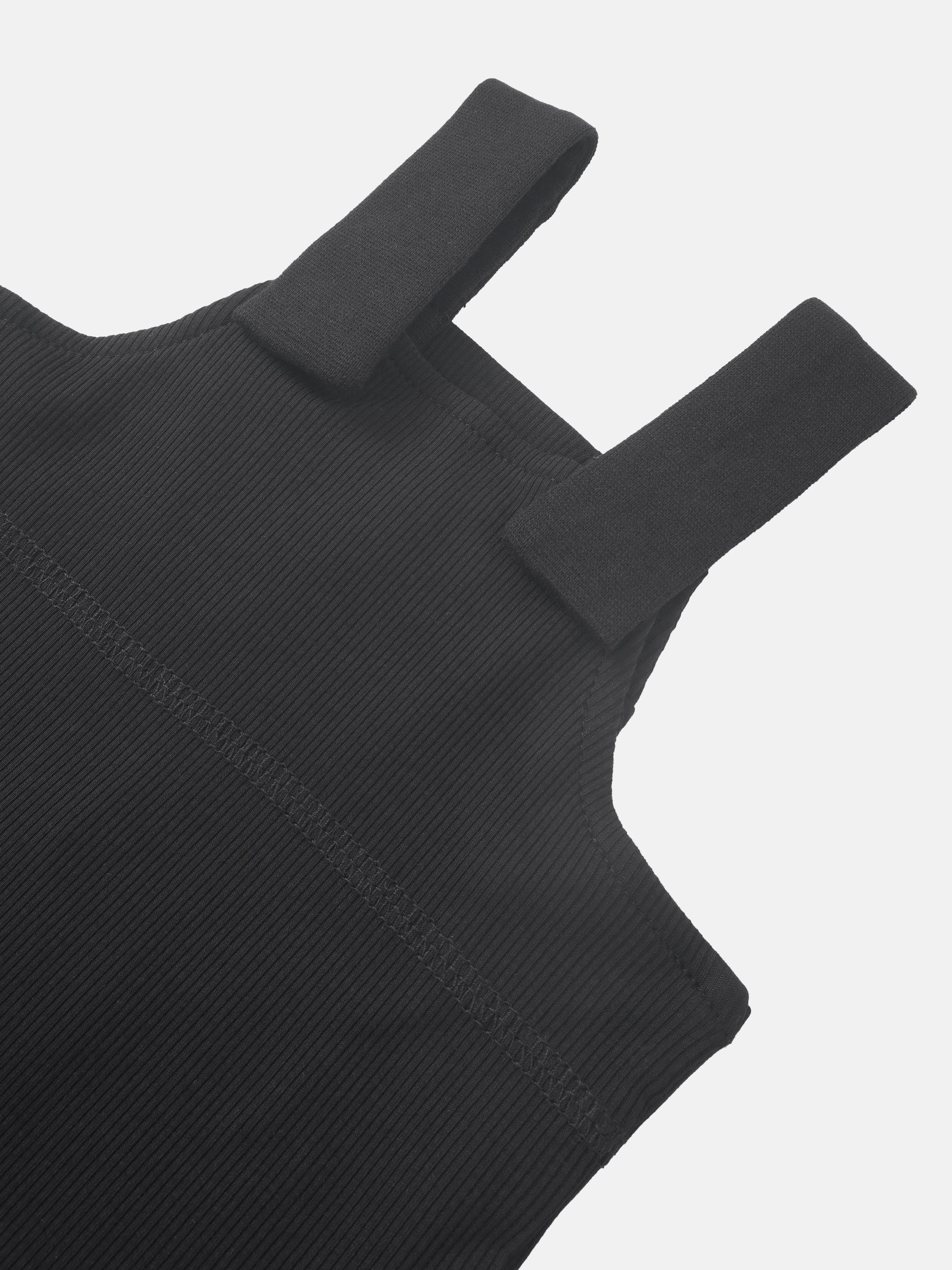 Ribbed Overalls - Black, unisex basics with shoulder straps and ribbed fabric