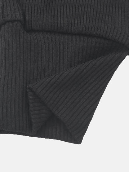 Ribbed overalls in black knit fabric, Adee basics unisex