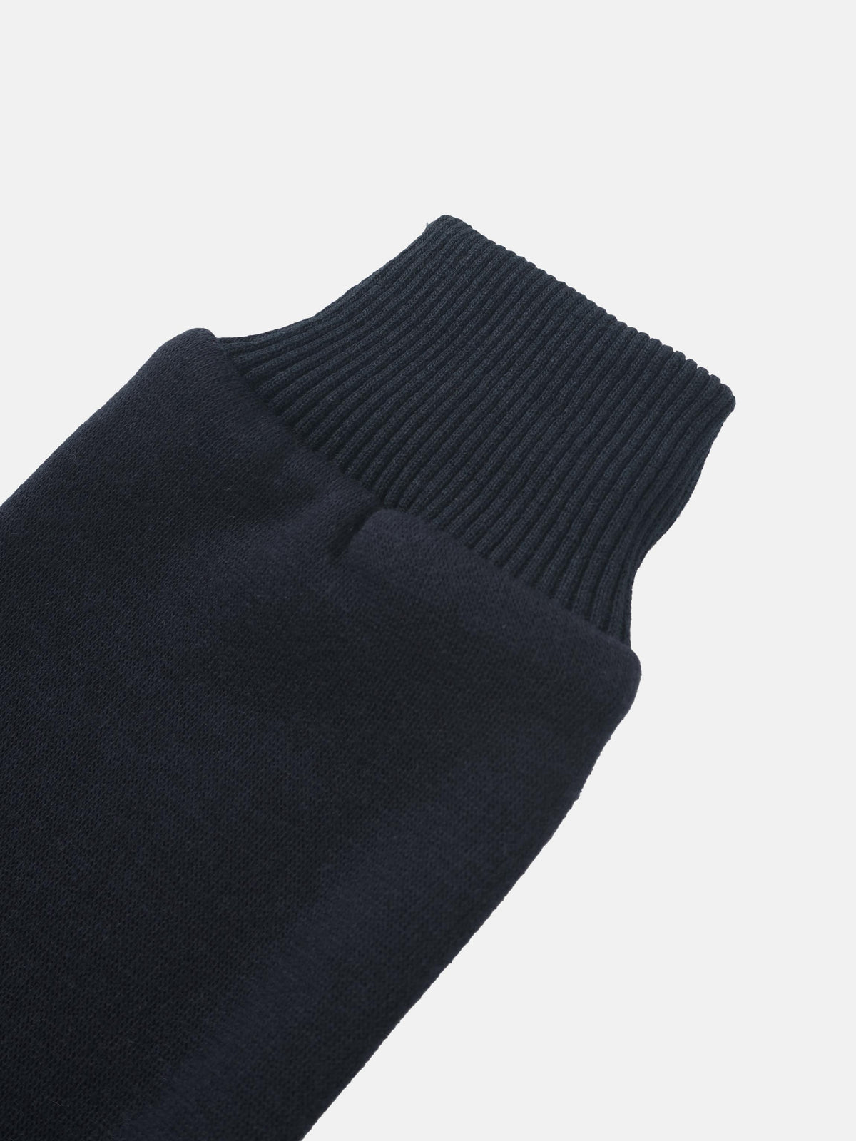Adee Embroidered Jet Sweatshirt sleeve cuff in navy rib-knit fabric