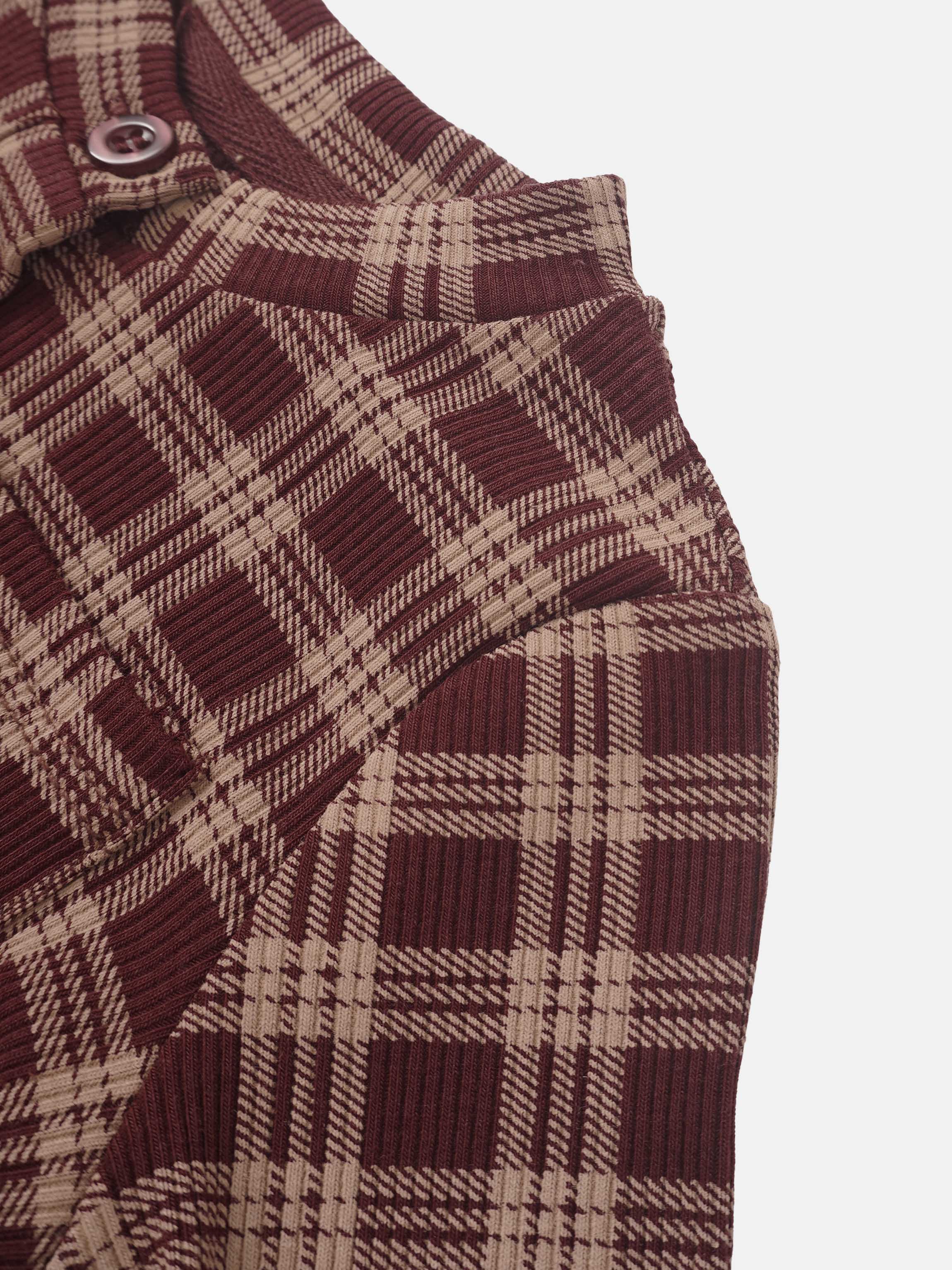 Adee Plaid Pajamas for Girls burgundy plaid knit top with button detail