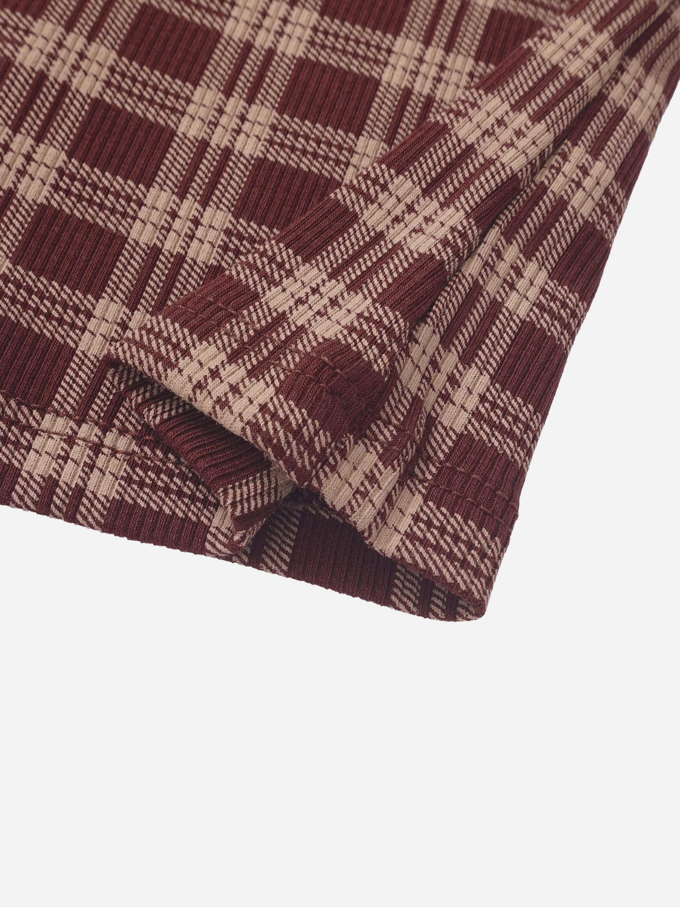 Girls burgundy plaid pajamas by Adee, ribbed knit cuffs