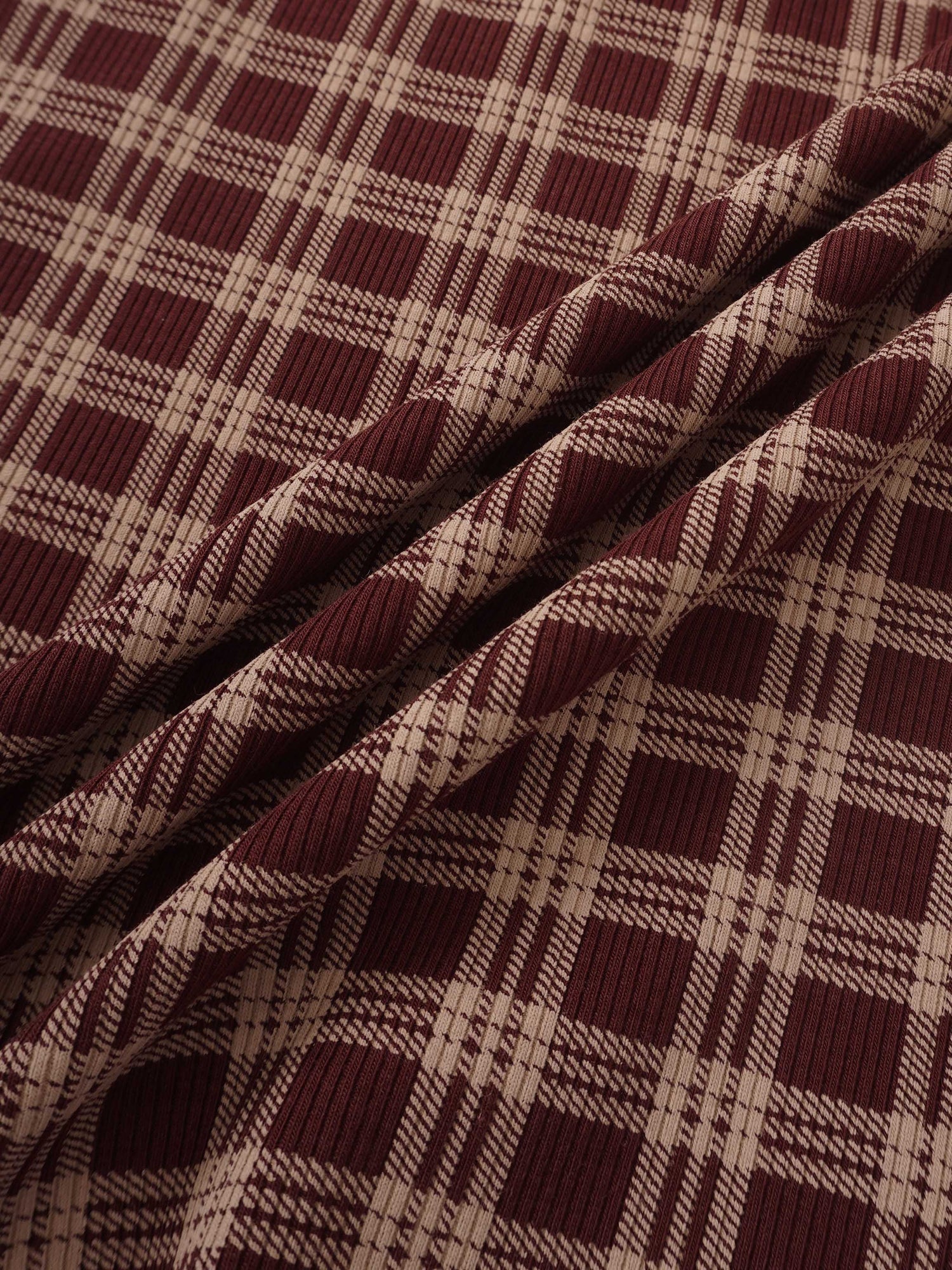 Adee burgundy plaid nightgown fabric with beige threads for girls pajamas
