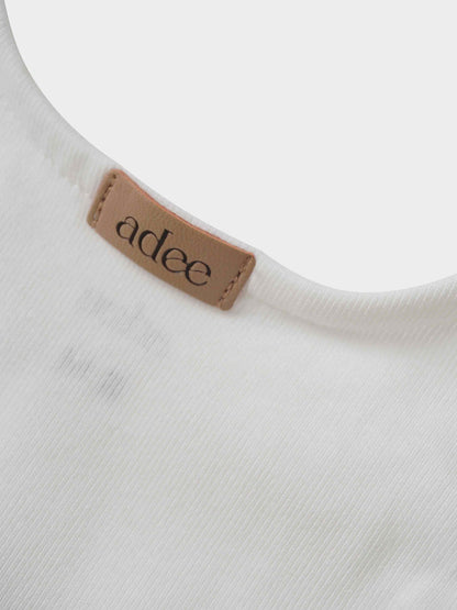 Mini Gallery Romper white ribbed fabric with Adee label tag