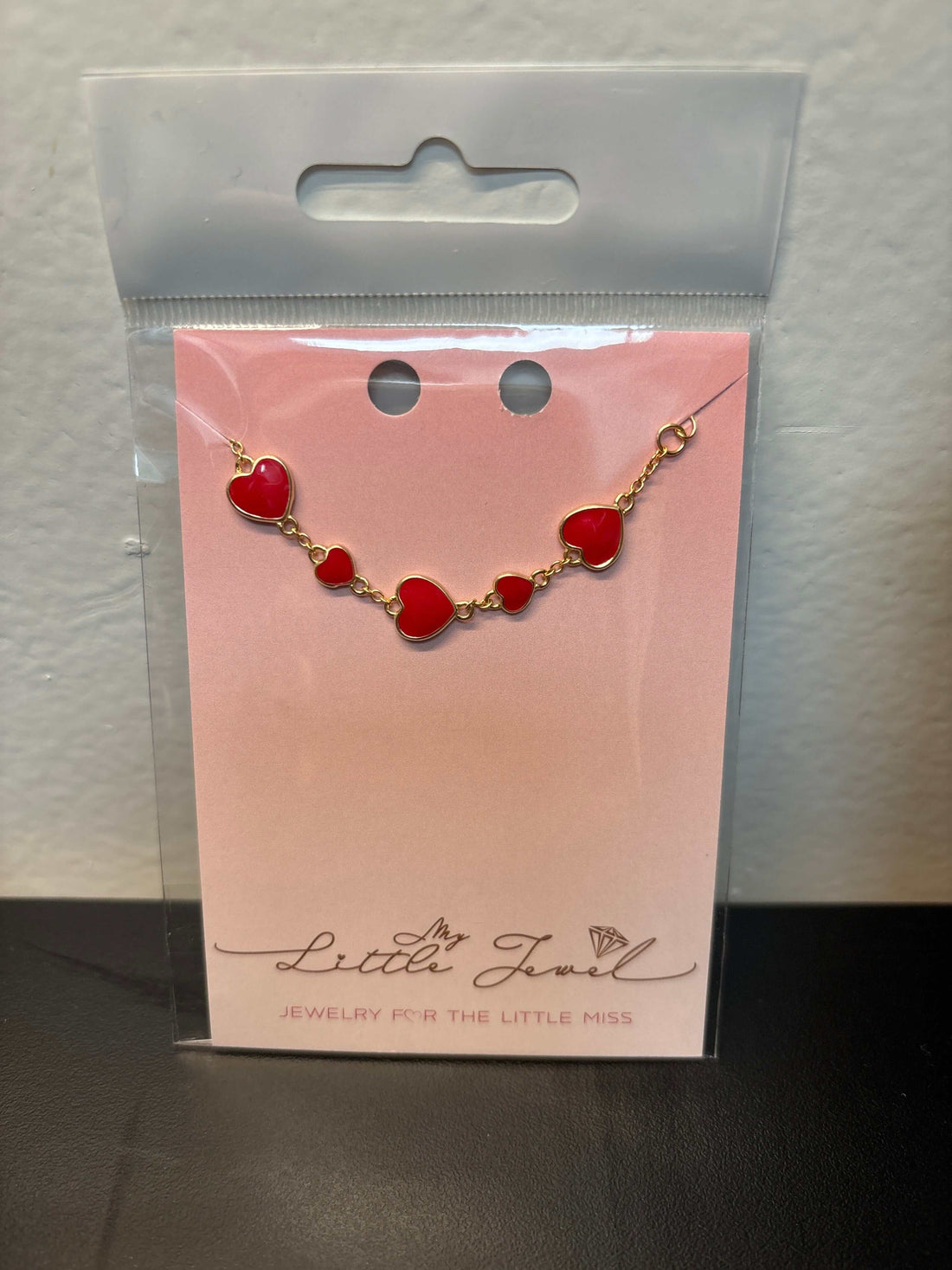 Big Enamel Heart Charm Bracelet - Red