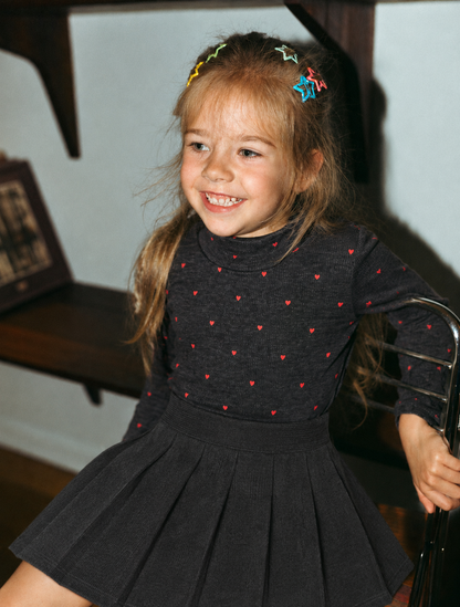 Corduroy pleated skirt for girls in grey by Adee brand