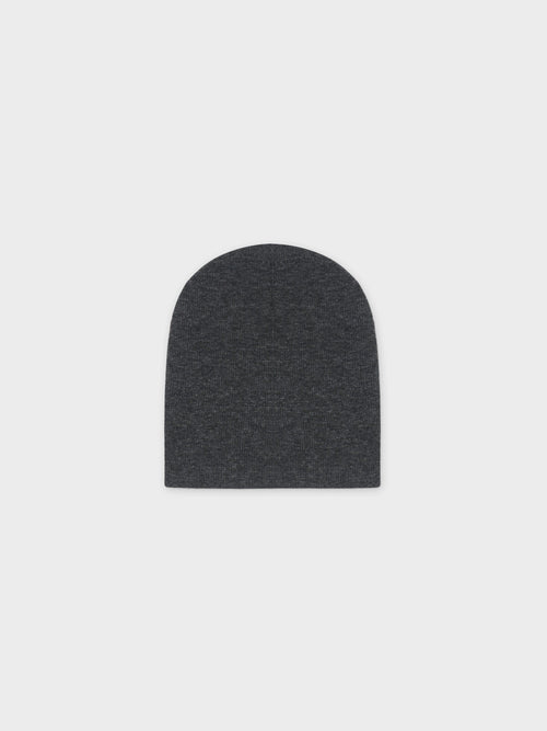 Thin ribbed baby hat, heather grey