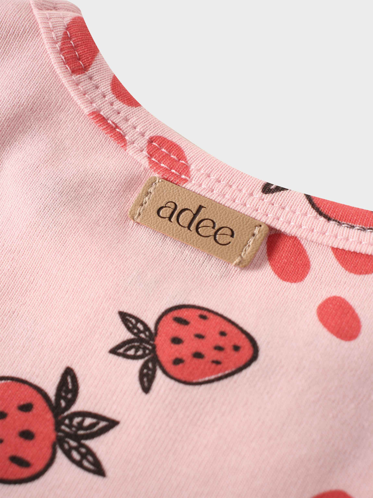 Light pink strawberry print outfit for girls