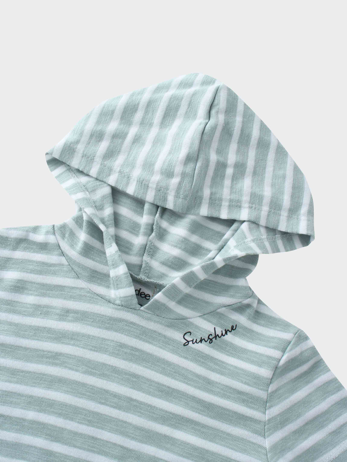 Pastel green and white striped hooded tee for boys with &