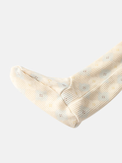 Little Button Stretchy beige ribbed fabric accessory with tiny speckled dots