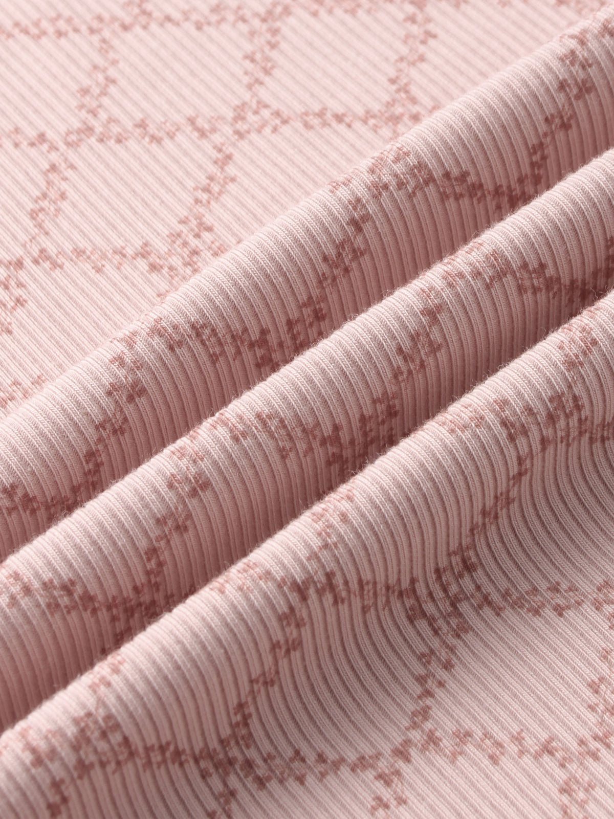 Pink Leaf Stretchy girls stretchies by Adee, ribbed knit fabric with leaf pattern.