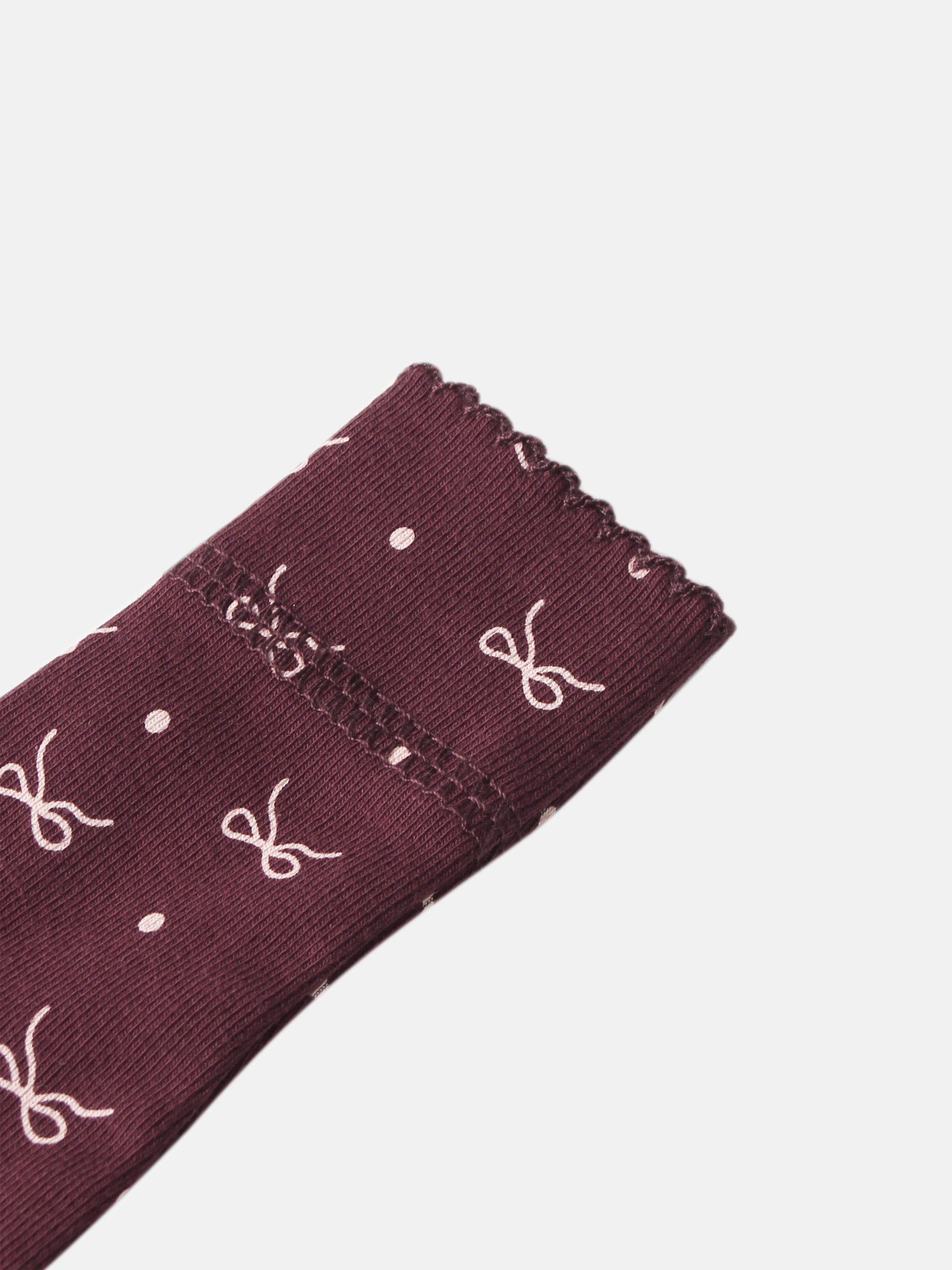 Burgundy Bow Stretchy hair accessory for girls by Adee with white bow motif