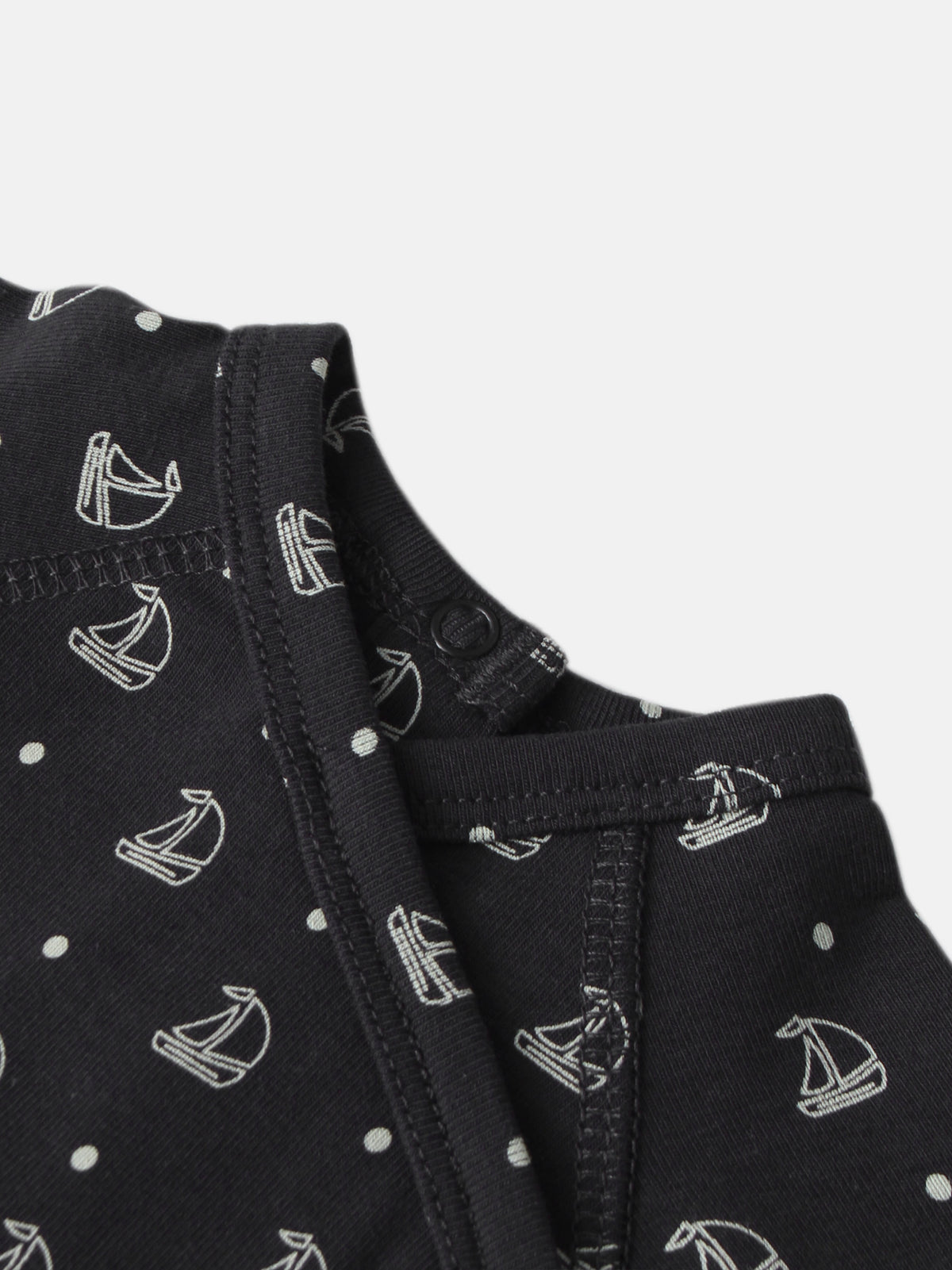 Harbor Dot Stretchy boys stretchies in navy with white sailboat print by Adee
