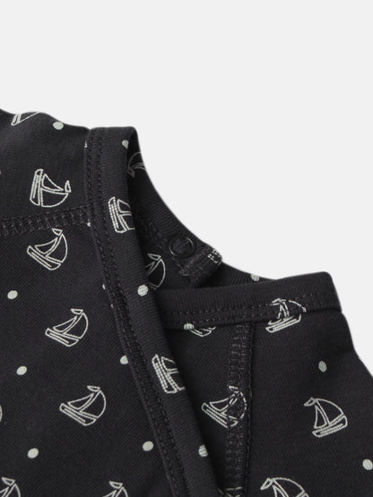 Harbor Dot Stretchy boys stretchies in navy with white sailboat print by Adee
