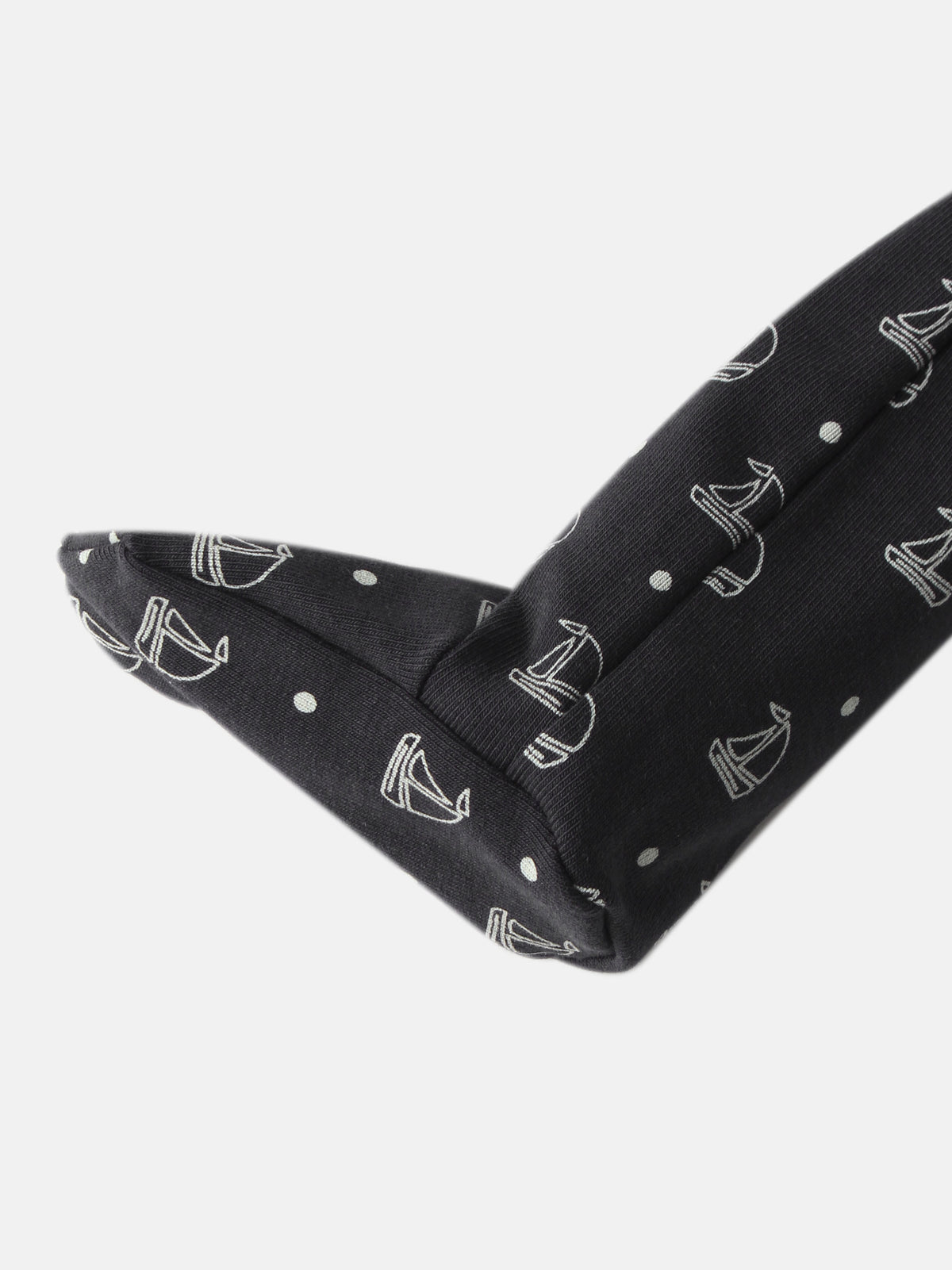 Harbor Dot Stretchy, navy fabric with white anchor print and dots, by Adee