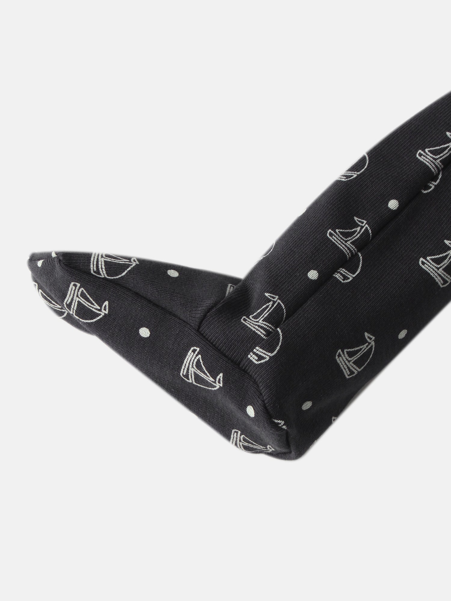 Harbor Dot Stretchy, navy fabric with white anchor print and dots, by Adee