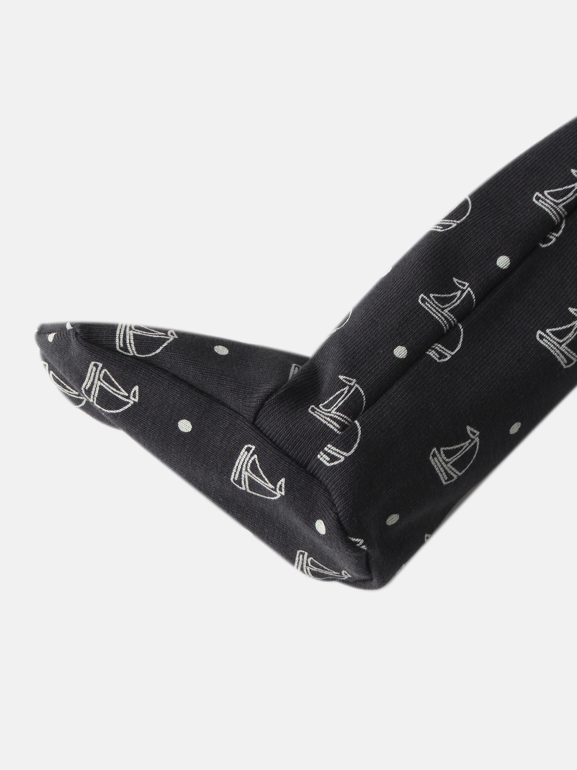 Harbor Dot Stretchy, navy fabric with white anchor print and dots, by Adee