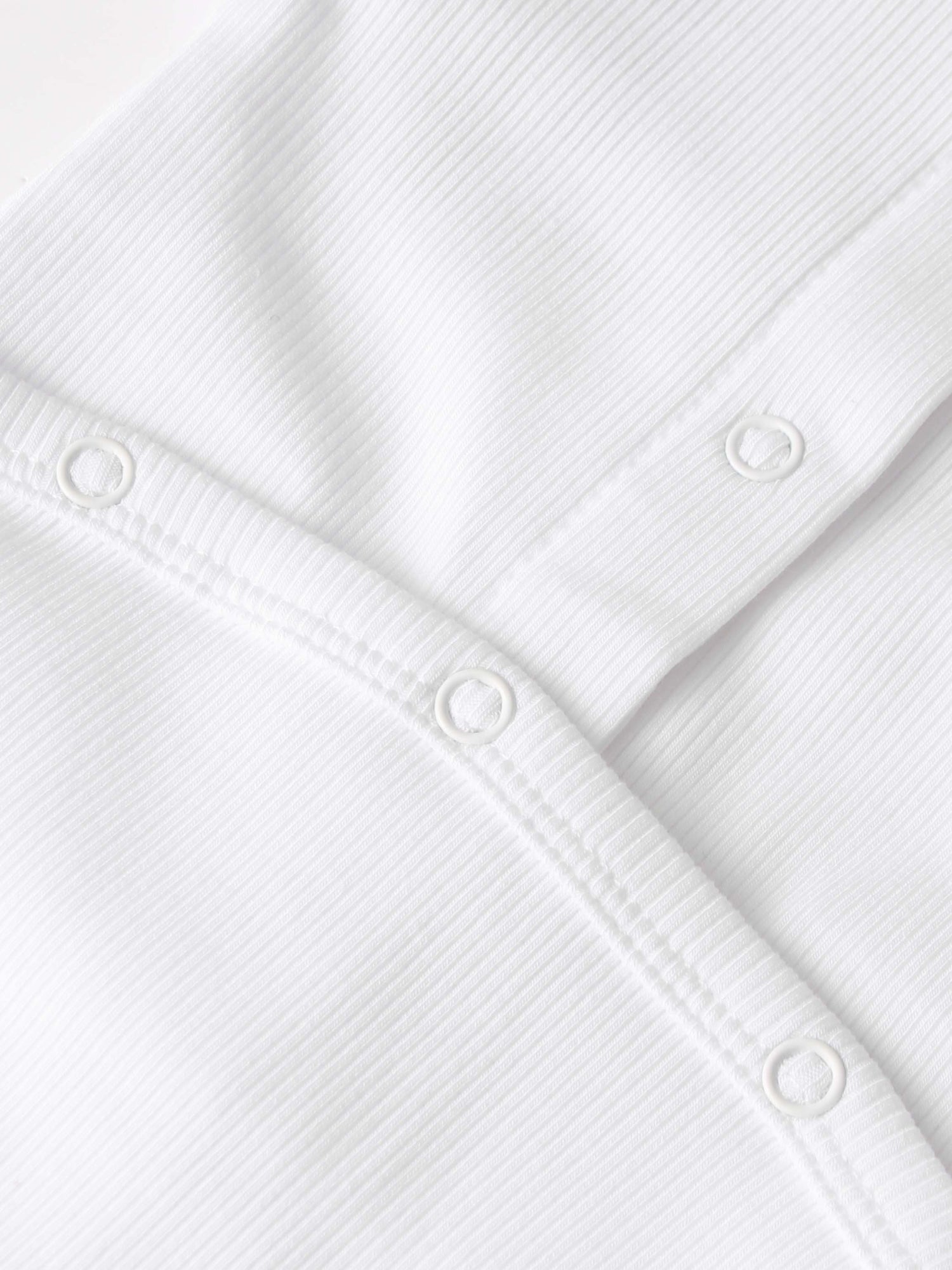 Legacy Stitch White layette set, white ribbed fabric with snap closures