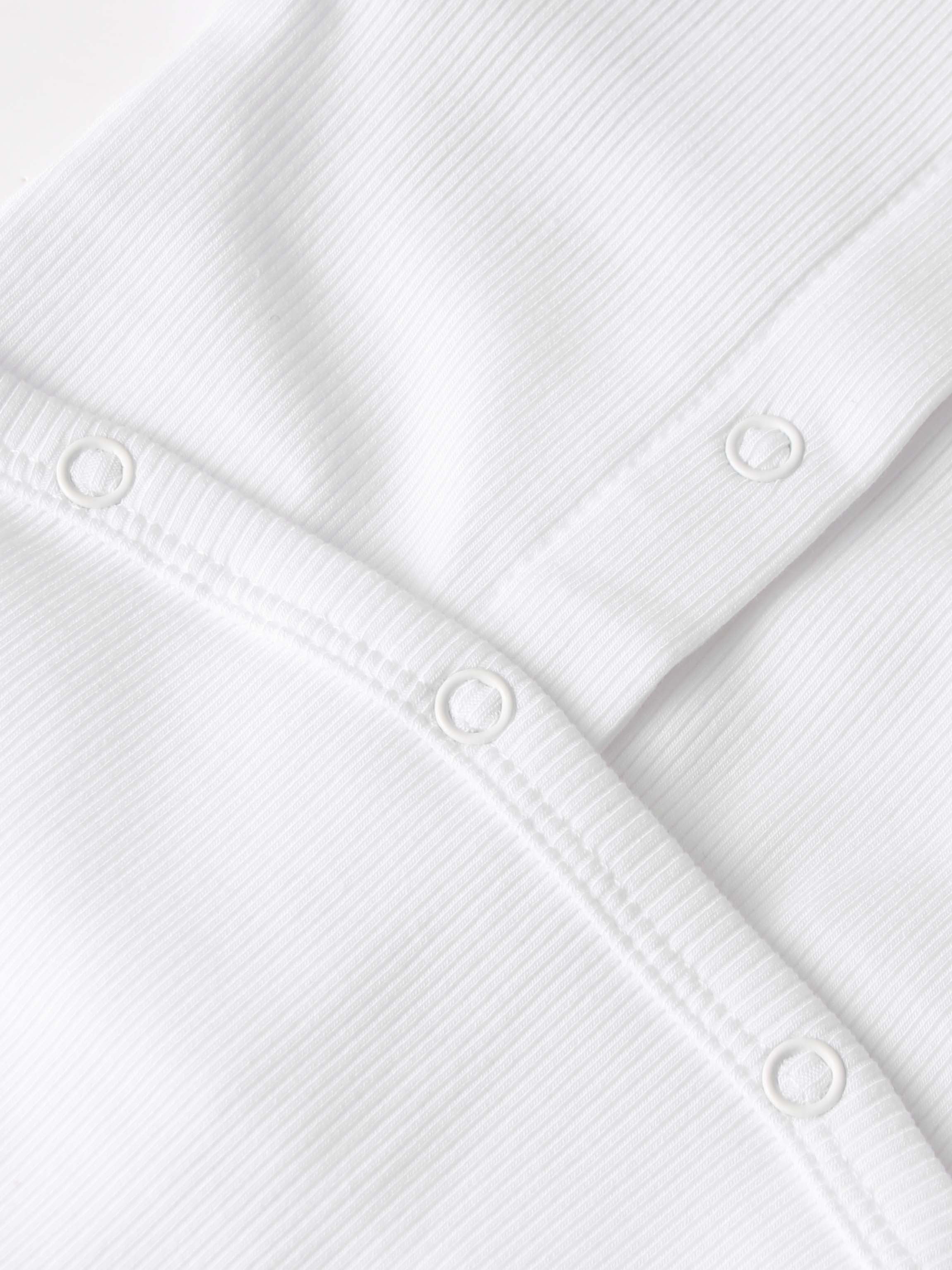 Legacy Stitch White layette set, white ribbed fabric with snap closures