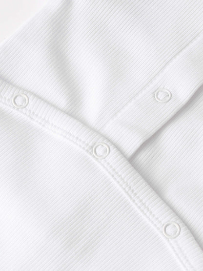 Legacy Stitch White layette set, white ribbed fabric with snap closures