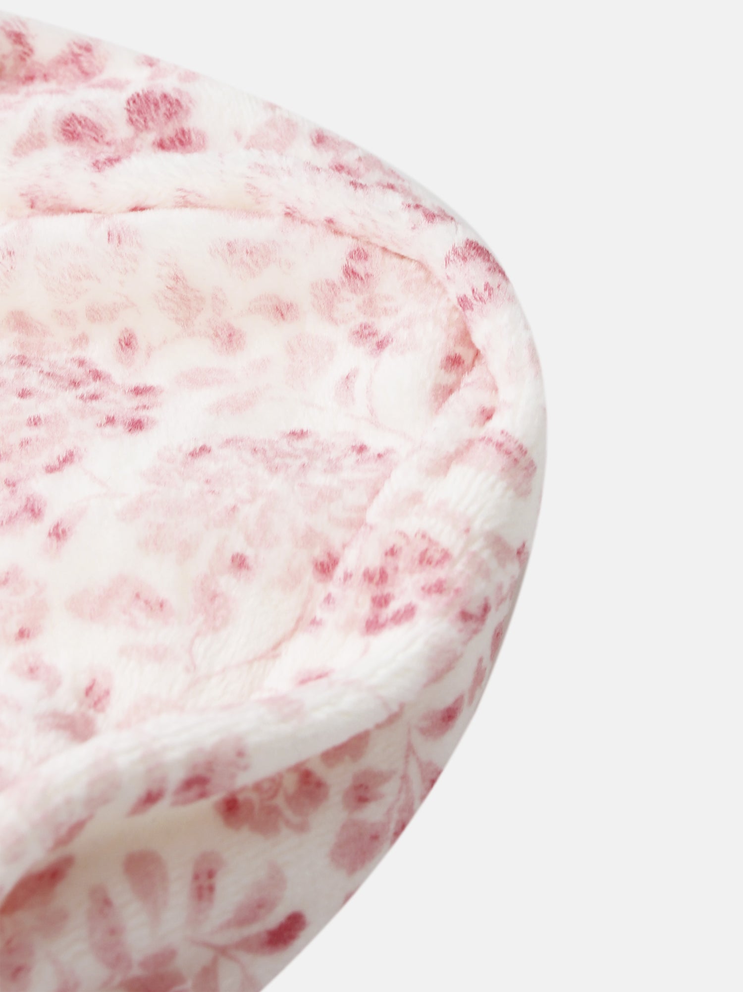 Two Tone Floral Bonnet for girls by Adee, plush pink-and-white floral fabric.