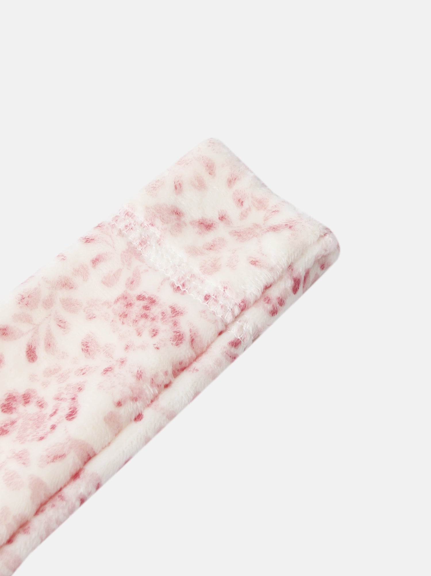 Two Tone Floral Stretchy fabric for girls; pink floral print on white plush material