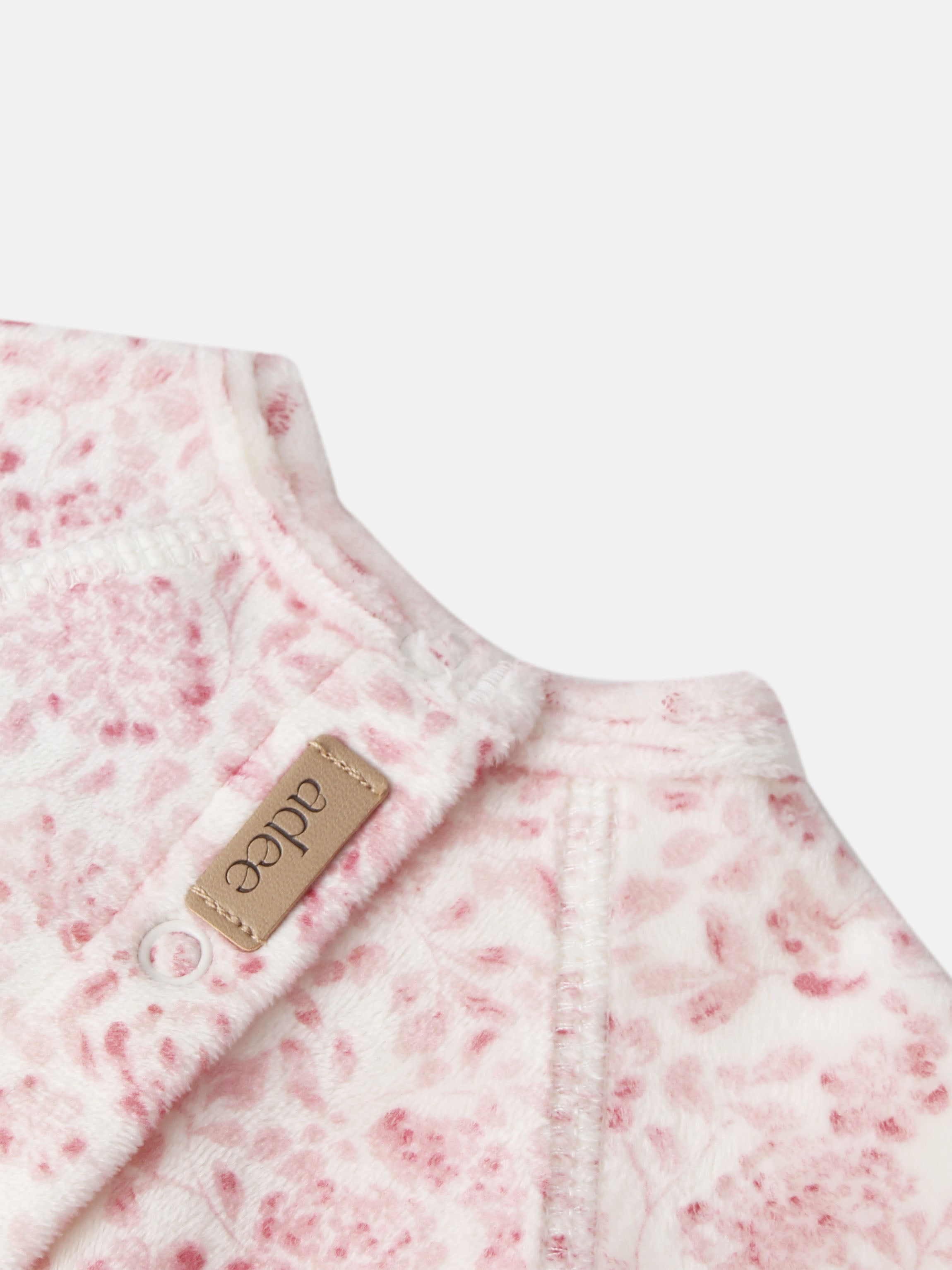 Two Tone Floral Stretchy fleece jacket for girls, pink tie-dye, Adee brand tag