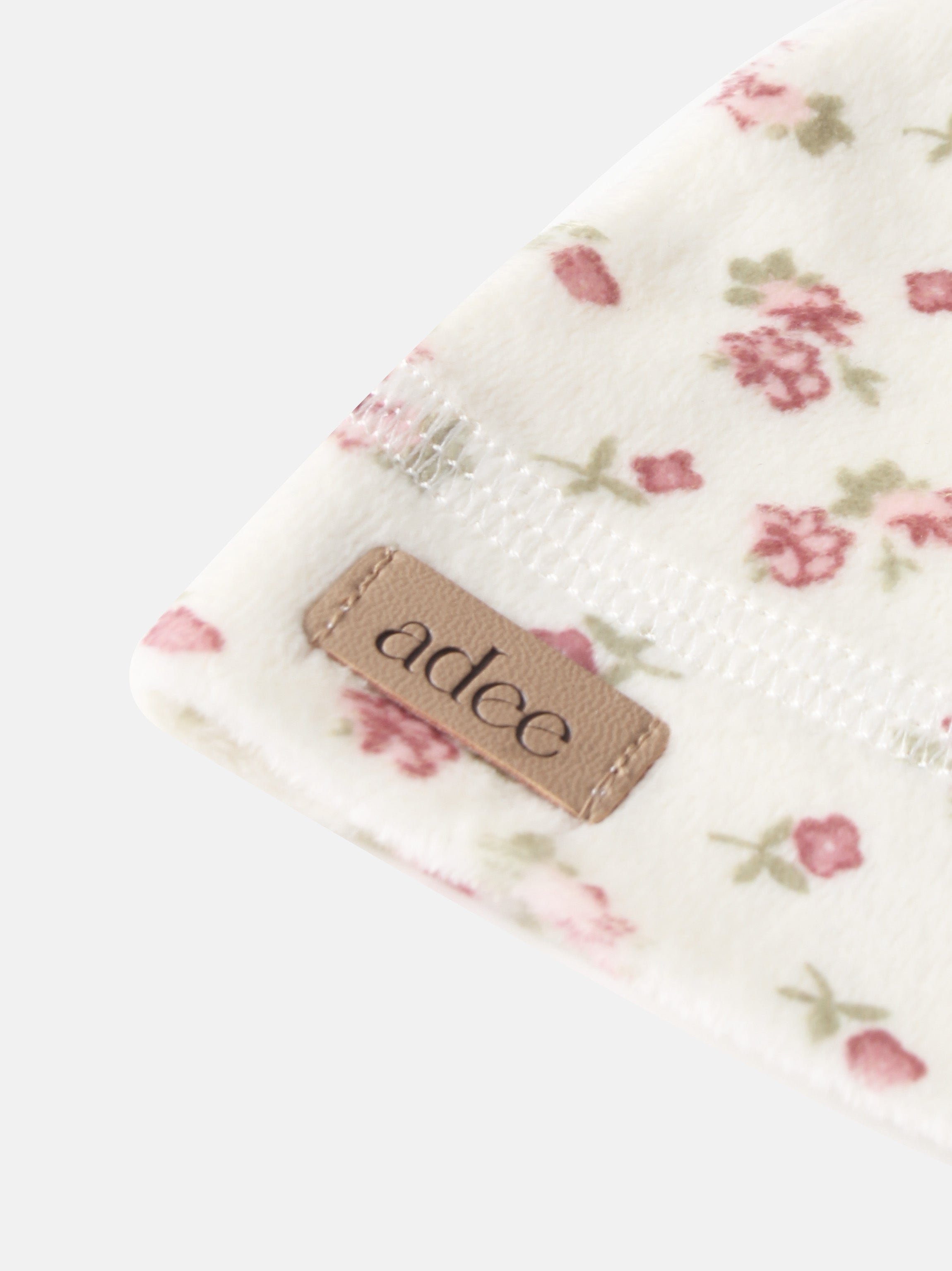 Tiny Blossom Hat by Adee; girls floral fleece hat in ivory with pink blossoms