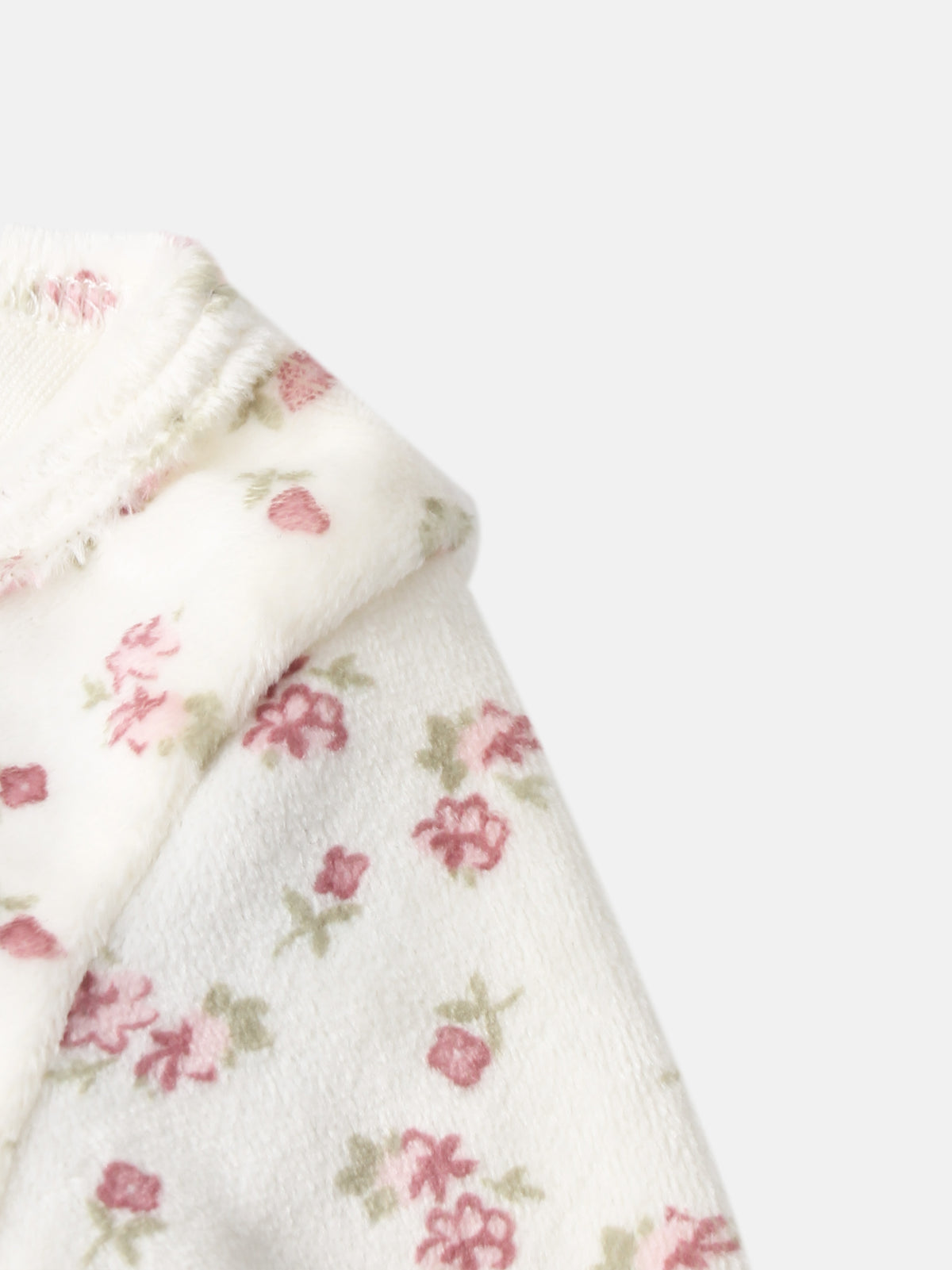 Tiny Blossom Layette Set for girls in soft white fabric with pink floral print by Adee