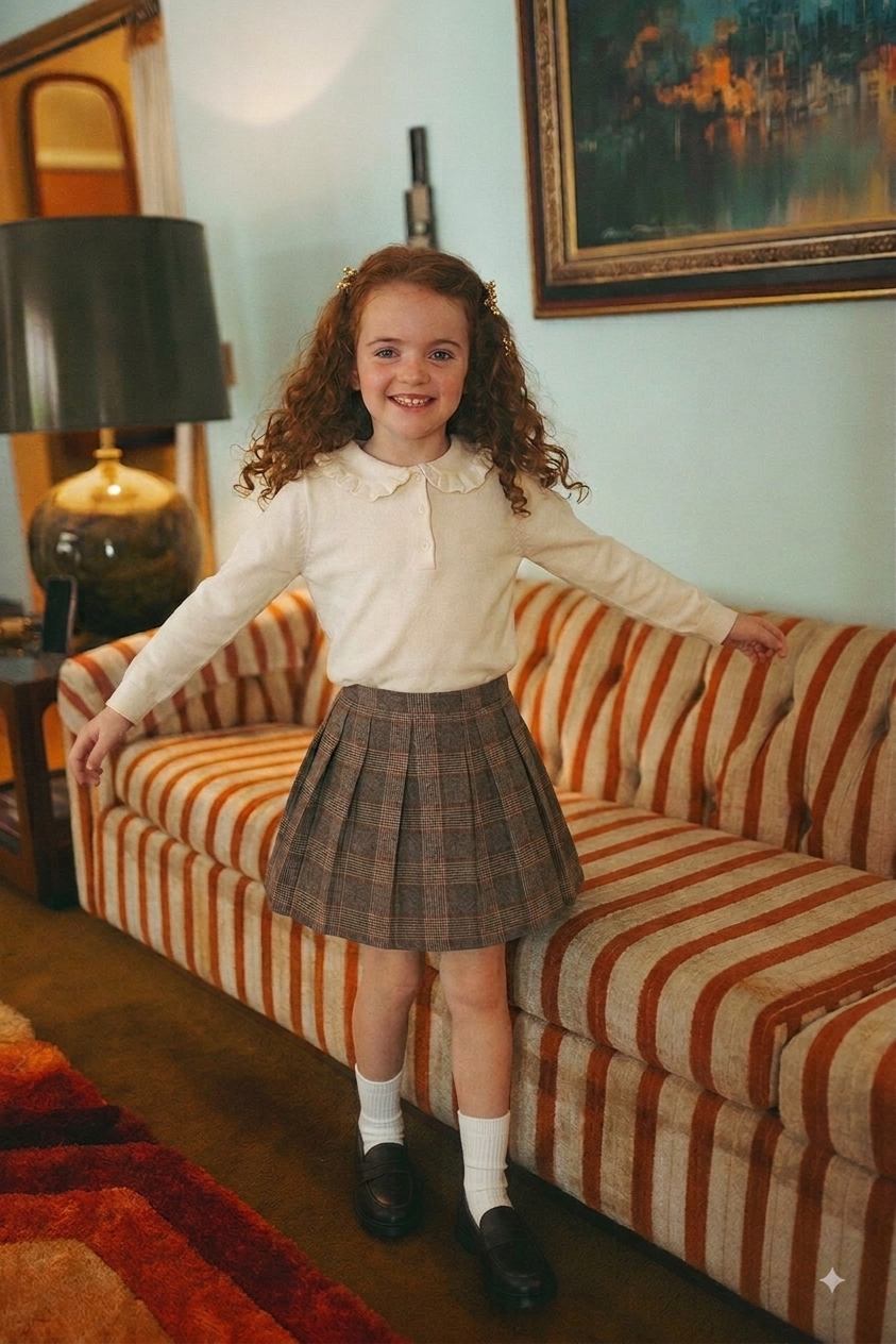Plaid pleated skirt for girls in grey, dressy apparel