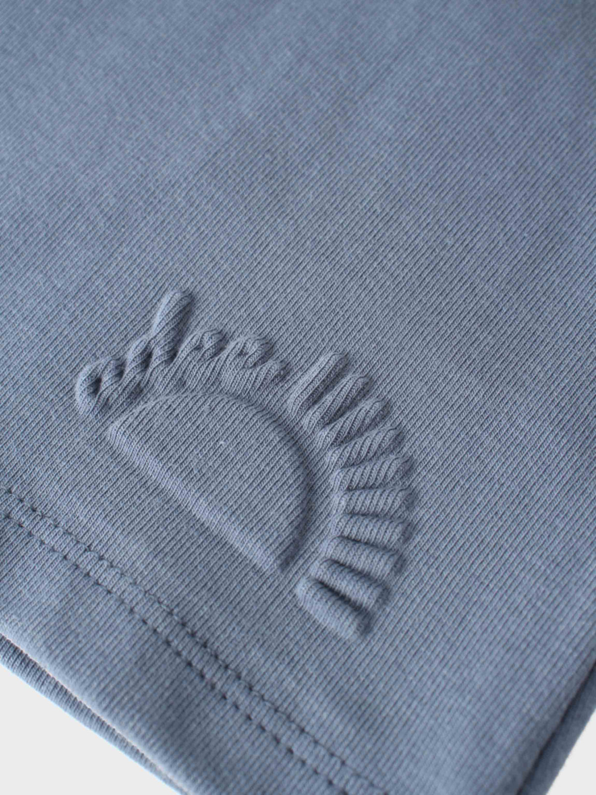 Blue cotton hoodie set for baby and toddler girls with puffed-sleeve hooded sweatshirt and leggings.