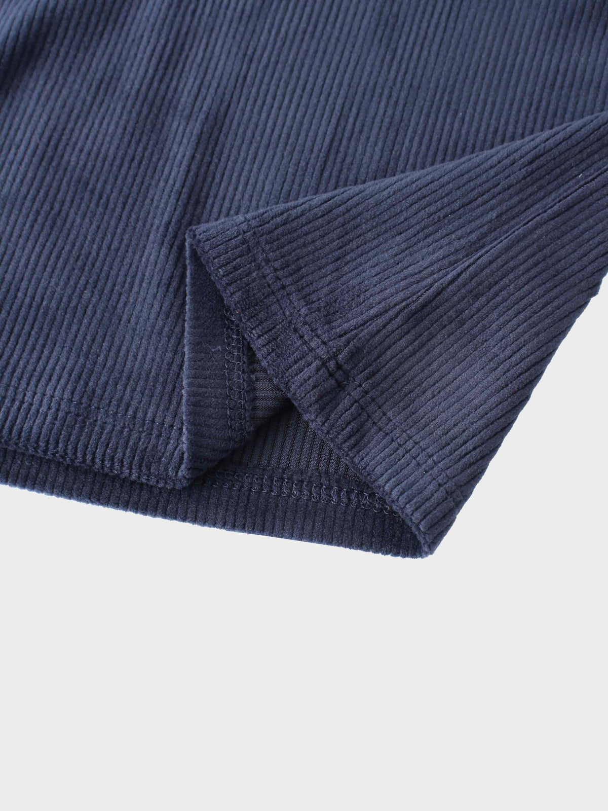 Ribbed Velour Pajamas - Navy sleeve cuff in plush, cozy fabric.